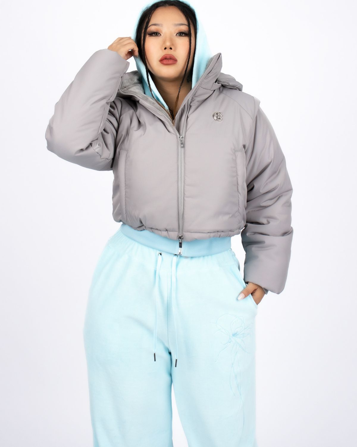 쿨시스(COOLSIS) CS FUR CROP PUFFER JACKET-011 (GRAY)