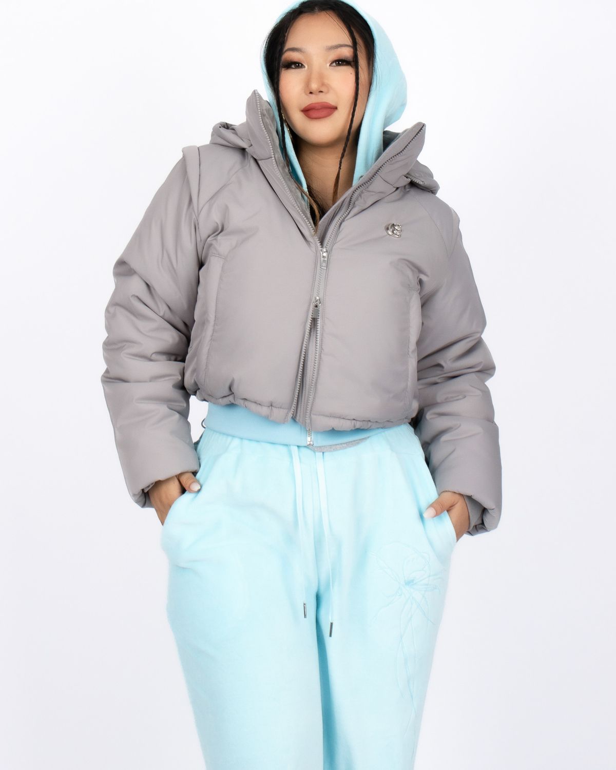 쿨시스(COOLSIS) CS FUR CROP PUFFER JACKET-011 (GRAY)