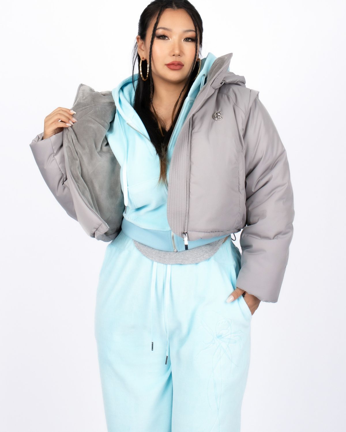 쿨시스(COOLSIS) CS FUR CROP PUFFER JACKET-011 (GRAY)