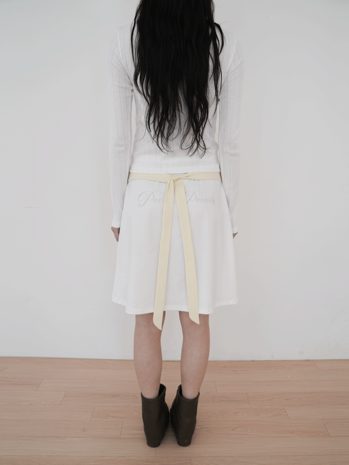 피브스피브스(PEEVES PEEVES) Scanned Apron Jersey Skirt / White