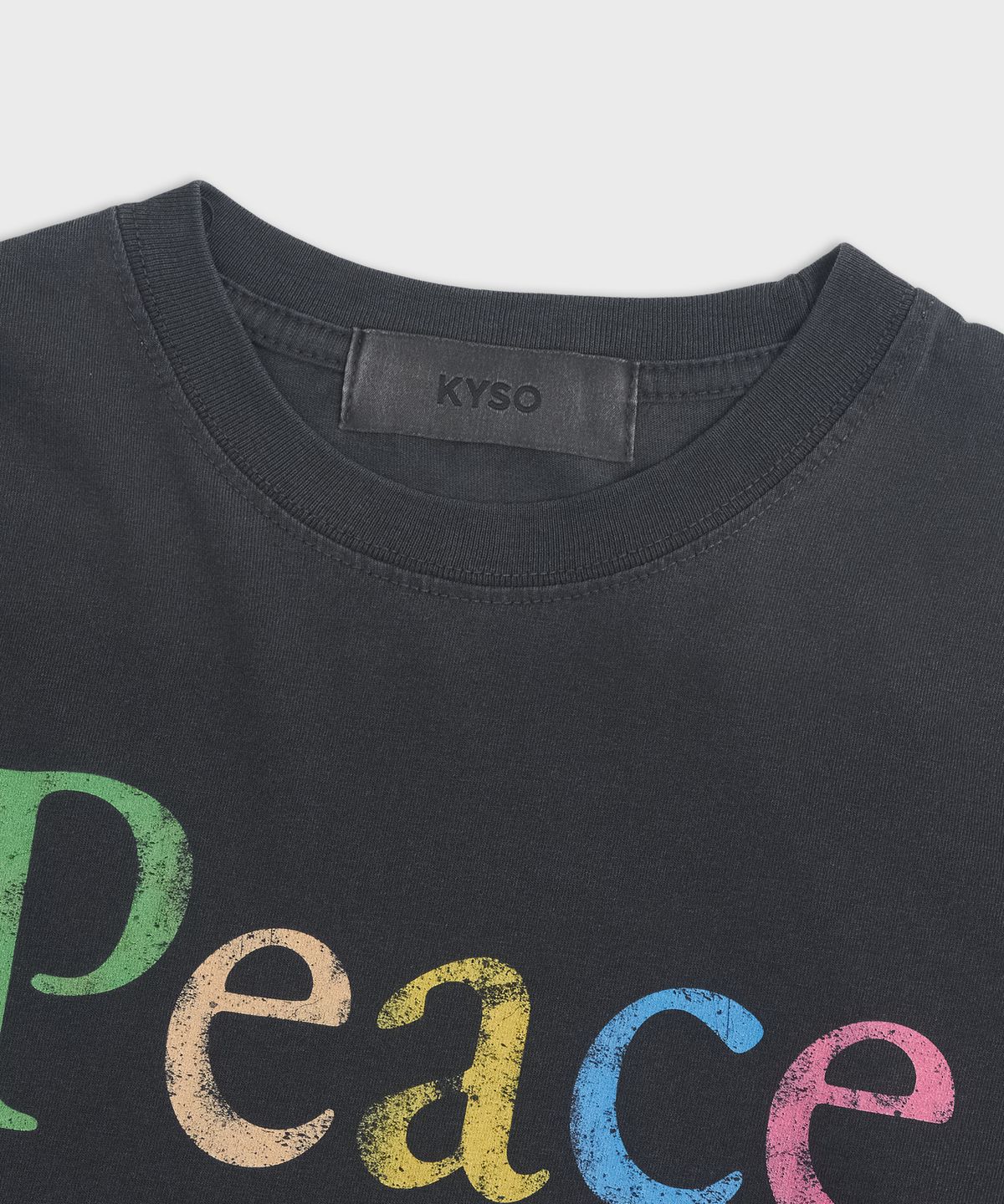카이소(KYSO) 피스 티셔츠 빈티지 블랙