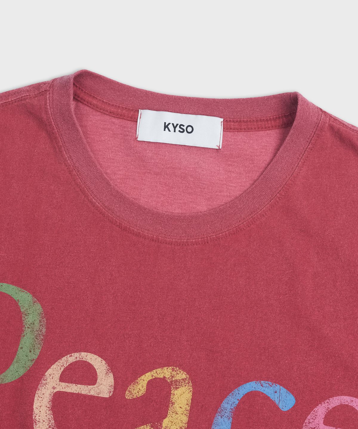 카이소(KYSO) 피스 티셔츠 빈티지 레드