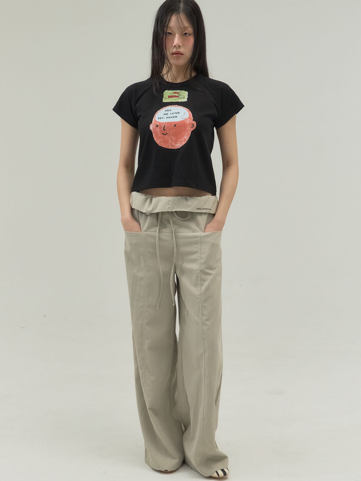 쏘리, 투 머치 러브(SORRY, TOO MUCH LOVE) Drawstring Relaxed Fit Slacks_Beige