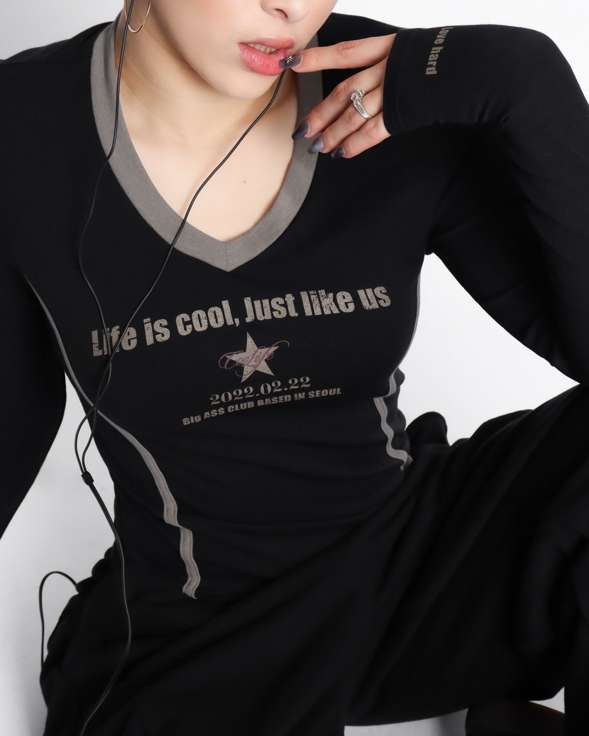쿨시스(COOLSIS) CS 0222 V NECK TOP-045 (BLACK)