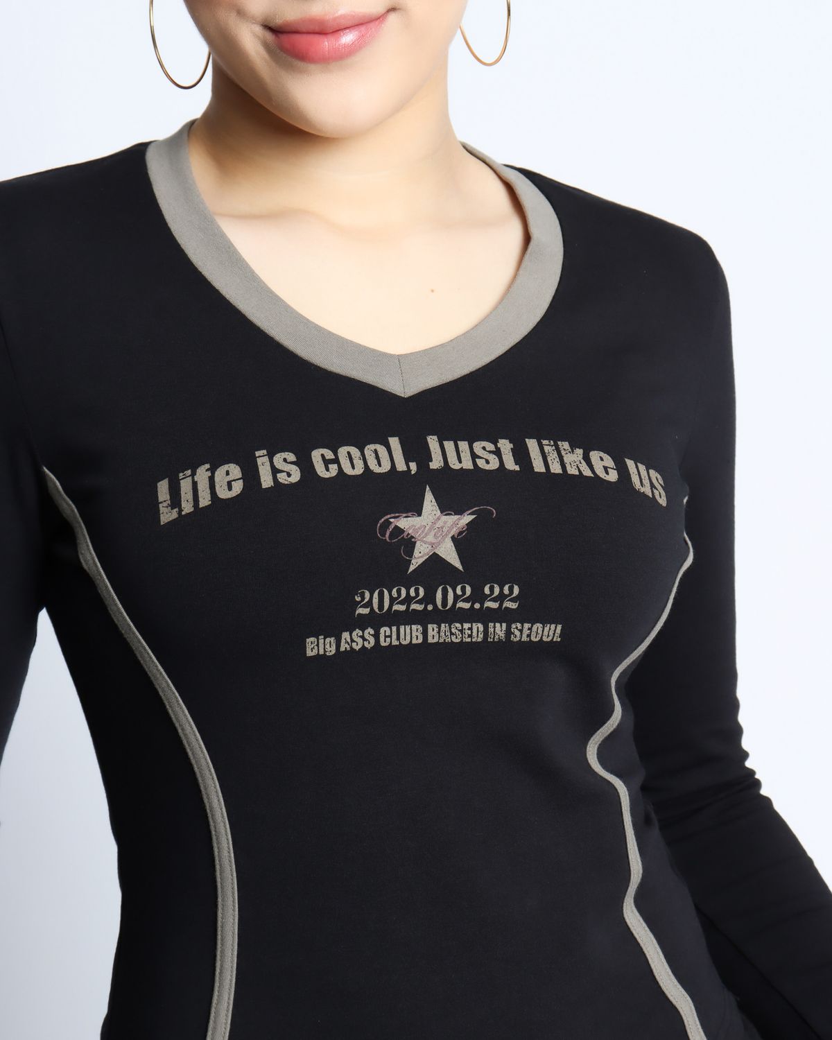 쿨시스(COOLSIS) CS 0222 V NECK TOP-045 (BLACK)