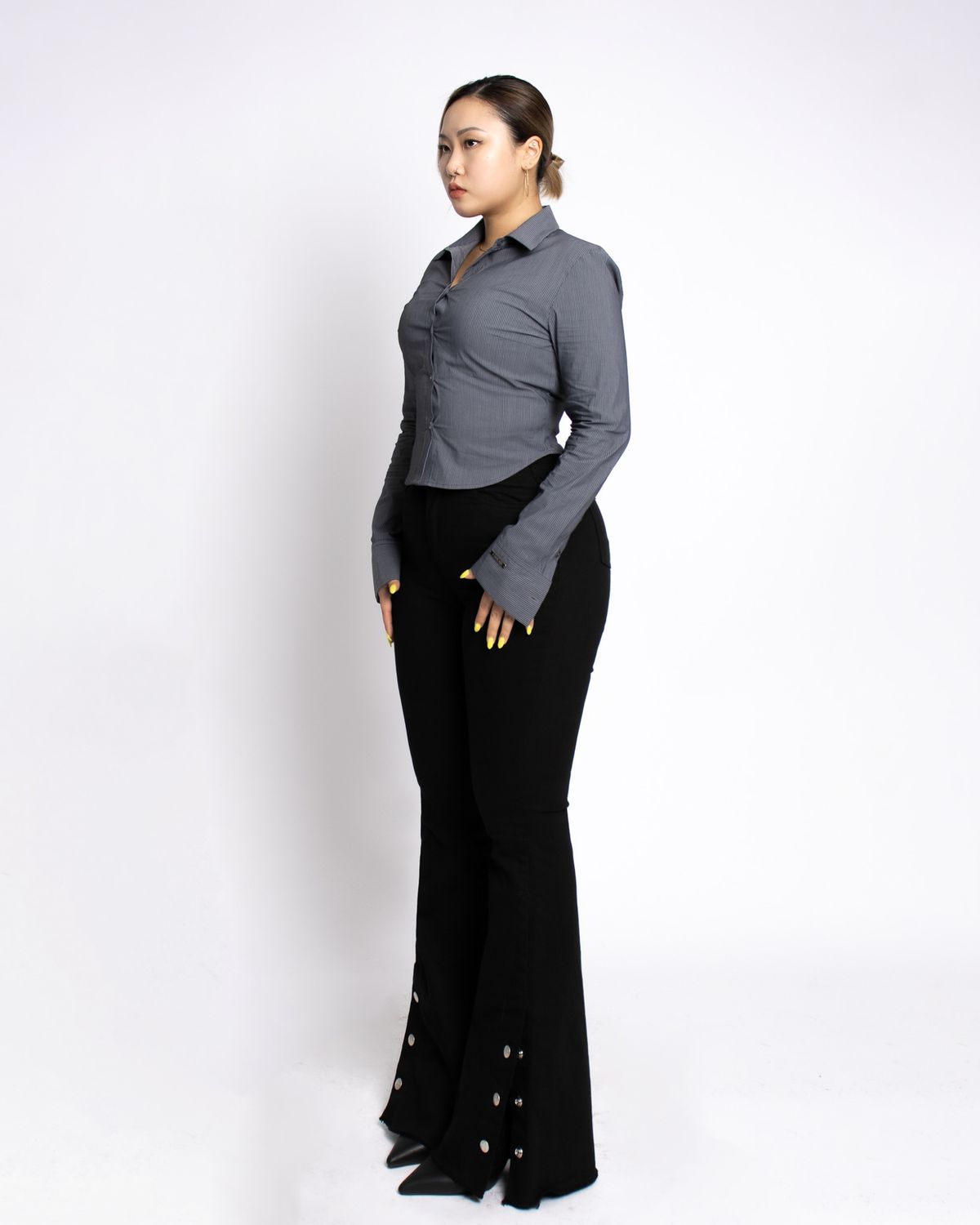 쿨시스(COOLSIS) CS TOP BASIC CROP SHIRTS2-011 (STRIPE)