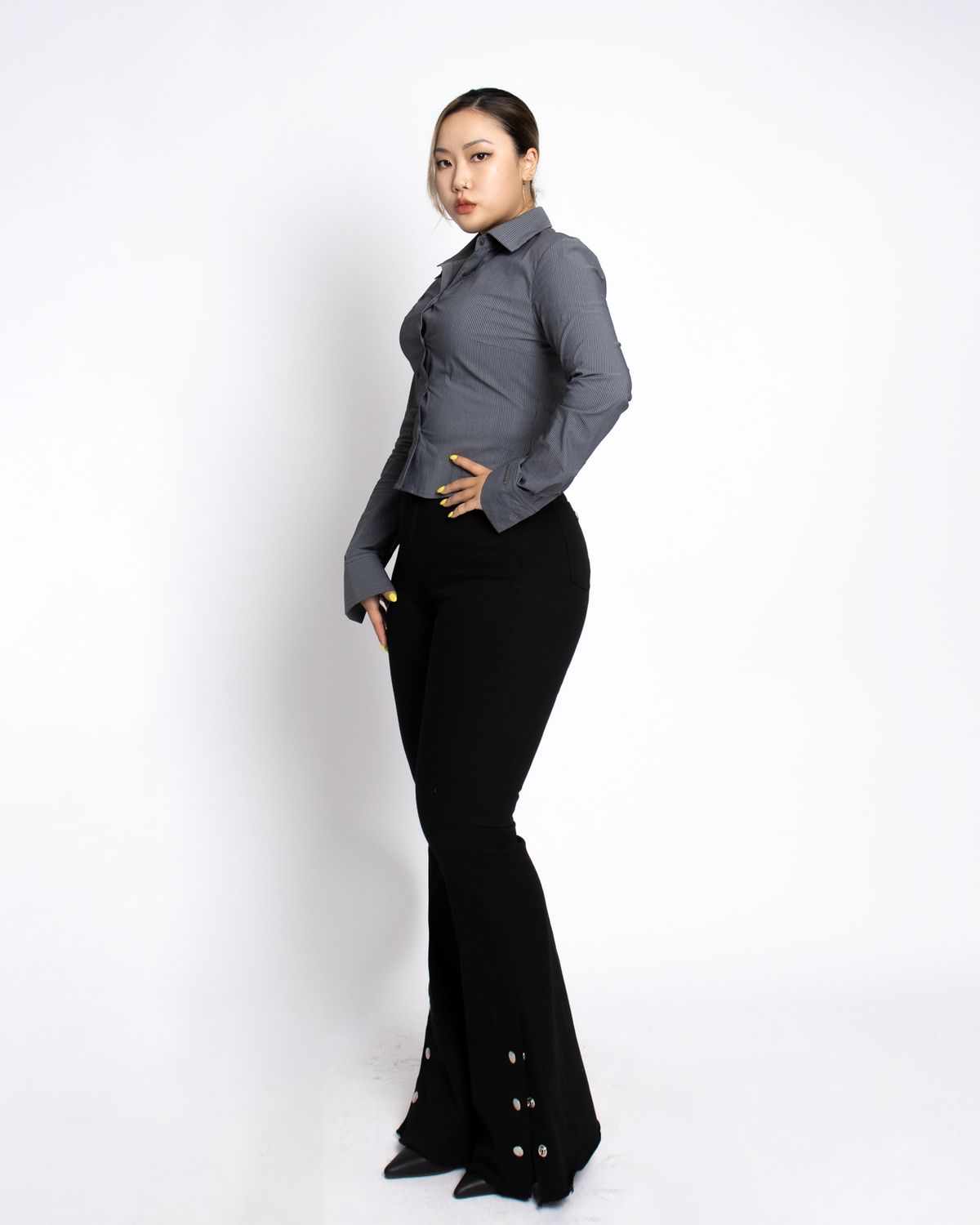 쿨시스(COOLSIS) CS TOP BASIC CROP SHIRTS2-011 (STRIPE)