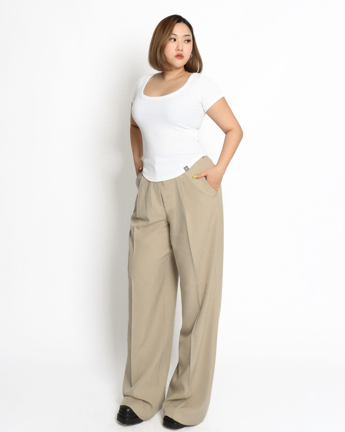 쿨시스(COOLSIS) CS BELT WIDE SLACKS-048 (BEIGE)