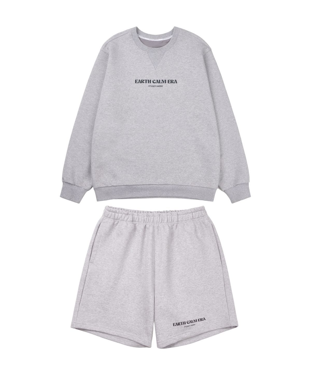 얼스캄에라(EARTH CALM ERA) [SET-UP] 내추럴 데일리 스웨트셔츠 & 스웨트쇼츠_3컬러