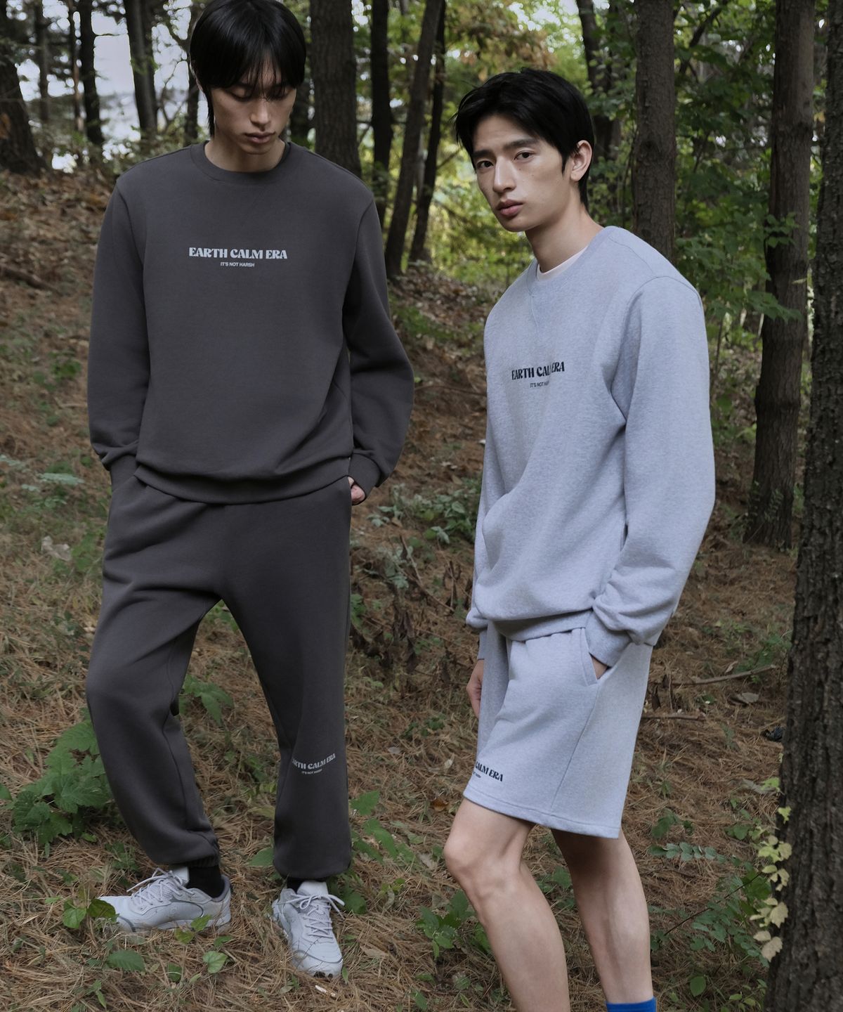 얼스캄에라(EARTH CALM ERA) [SET-UP] 내추럴 데일리 스웨트셔츠 & 스웨트쇼츠_3컬러
