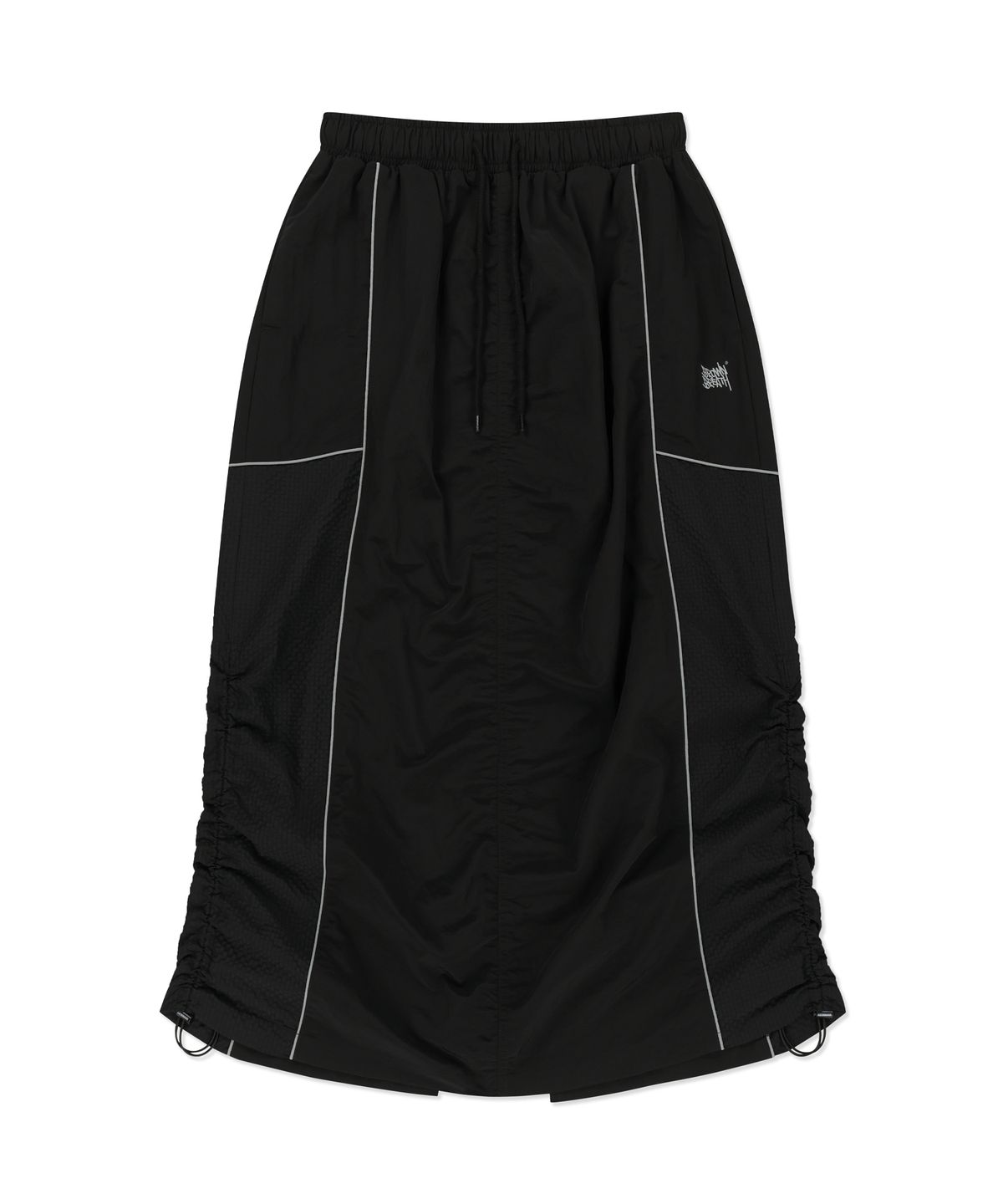 브라운브레스(BROWNBREATH) W TAG SHIRRING PIPING SKIRT - BLACK