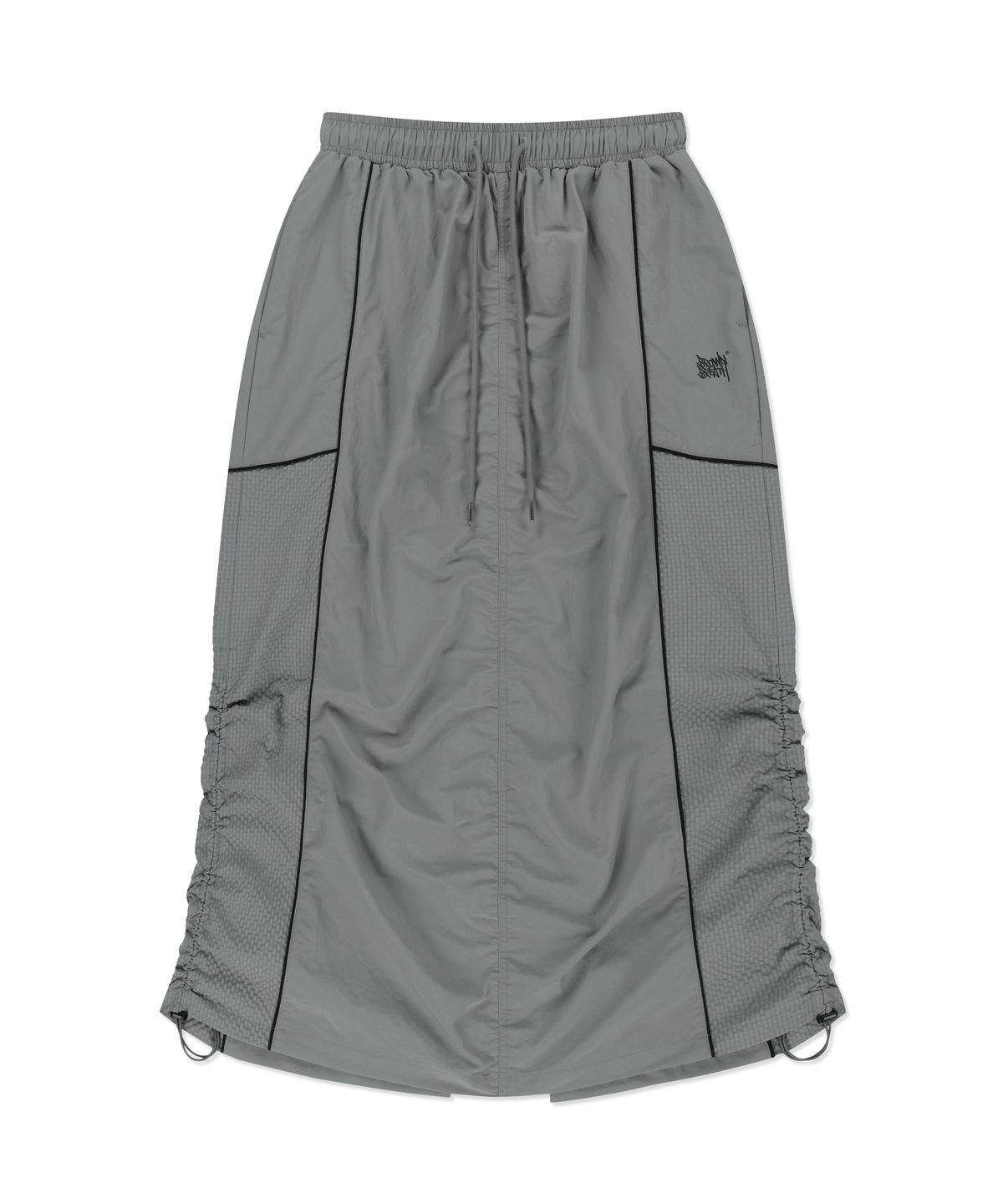 브라운브레스(BROWNBREATH) W TAG SHIRRING PIPING SKIRT - GREY