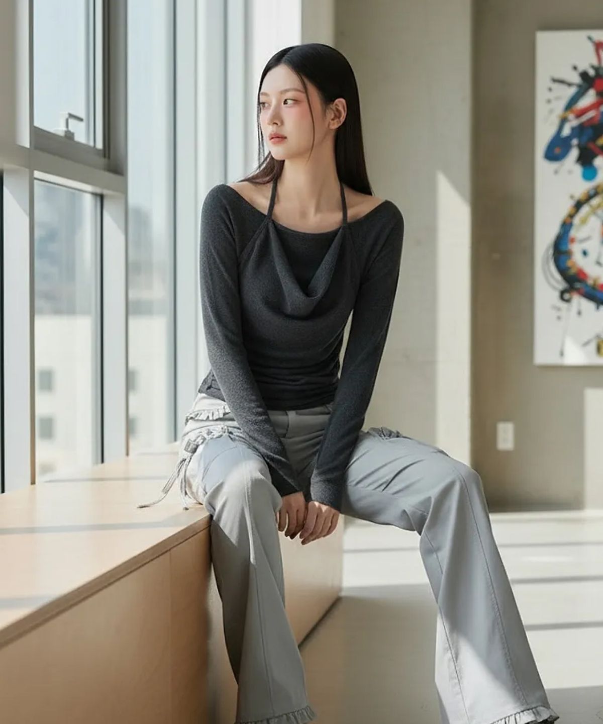 미쏘(MIXXO) 카울넥 레이어드 풀오버_MIWKAG460T