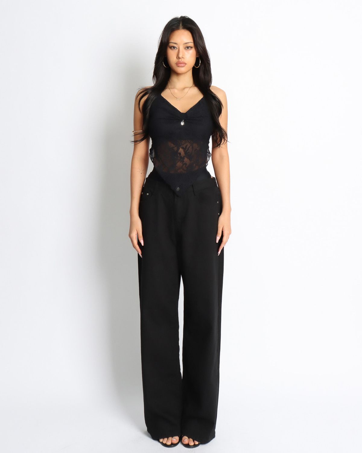 쿨시스(COOLSIS) CS COTTON WIDE JEANS-049 (BLACK)