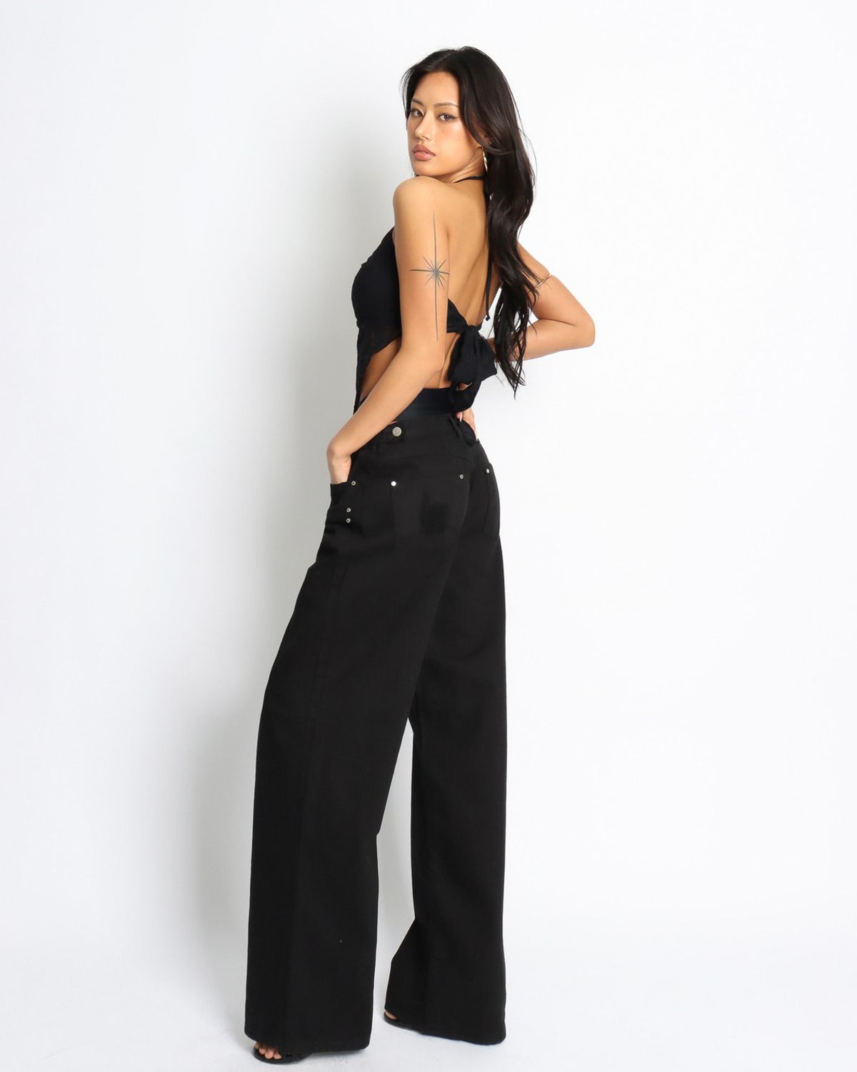 쿨시스(COOLSIS) CS COTTON WIDE JEANS-049 (BLACK)