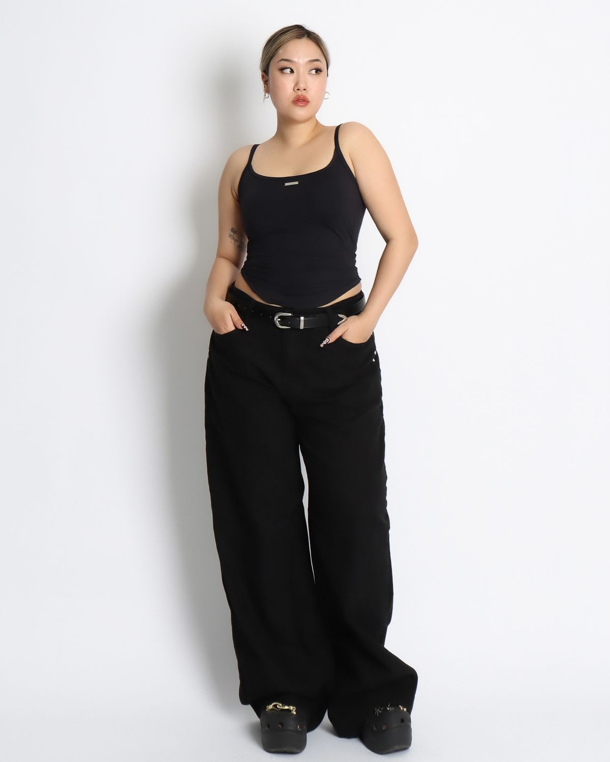 쿨시스(COOLSIS) CS COTTON WIDE JEANS-049 (BLACK)