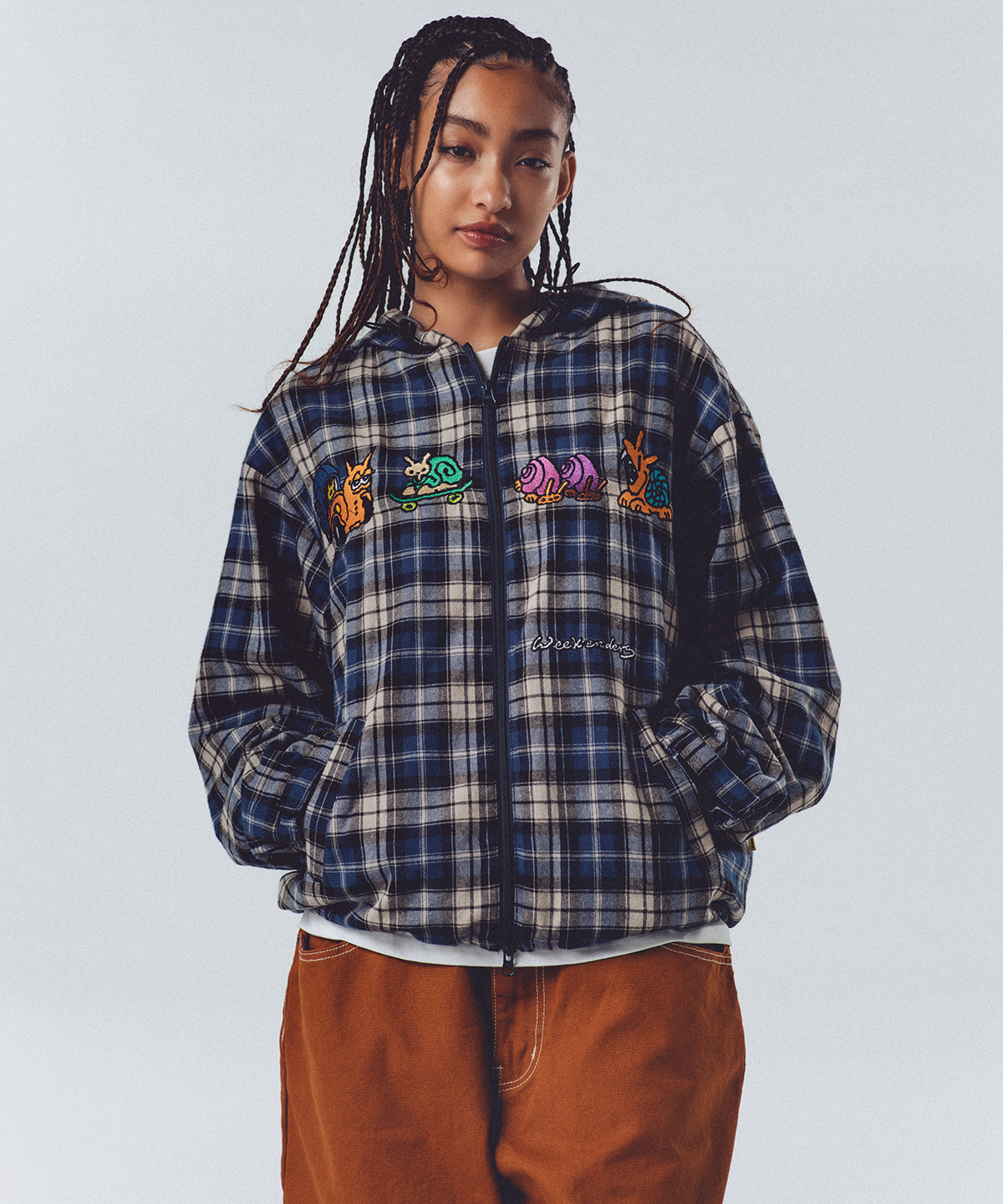 위캔더스(WKNDRS) SNAIL CHECK JK (NAVY)
