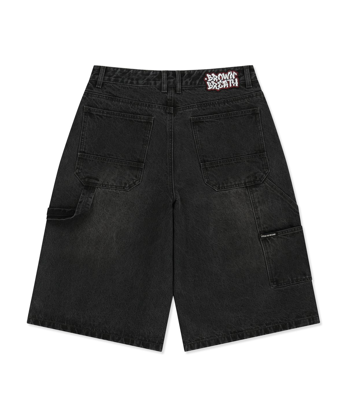 브라운브레스(BROWNBREATH) DOUBLE KNEE DENIM SHORTS - BLACK