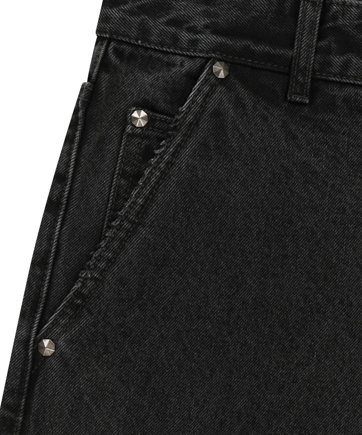 브라운브레스(BROWNBREATH) DOUBLE KNEE DENIM SHORTS - BLACK