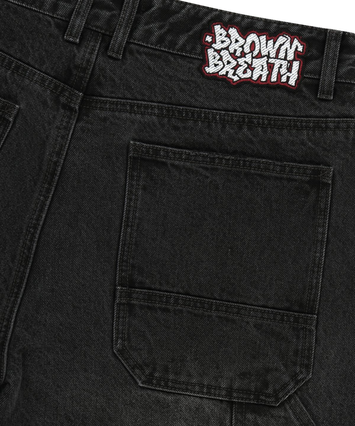 브라운브레스(BROWNBREATH) DOUBLE KNEE DENIM SHORTS - BLACK