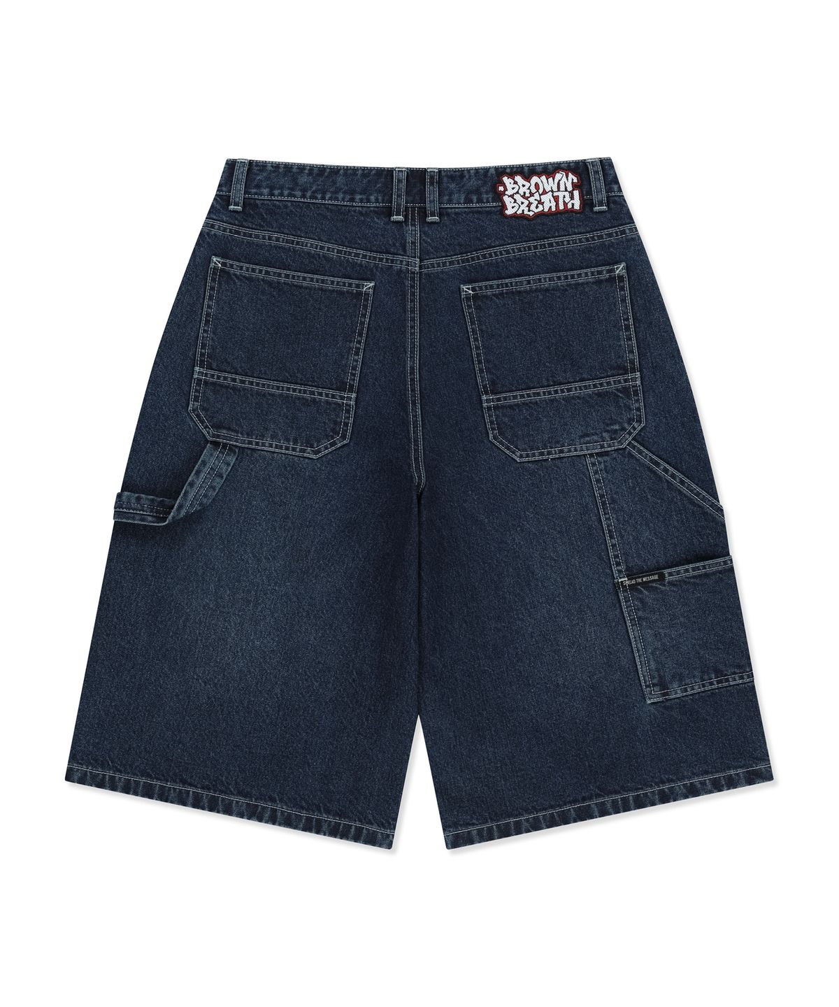 브라운브레스(BROWNBREATH) DOUBLE KNEE DENIM SHORTS - BLUE