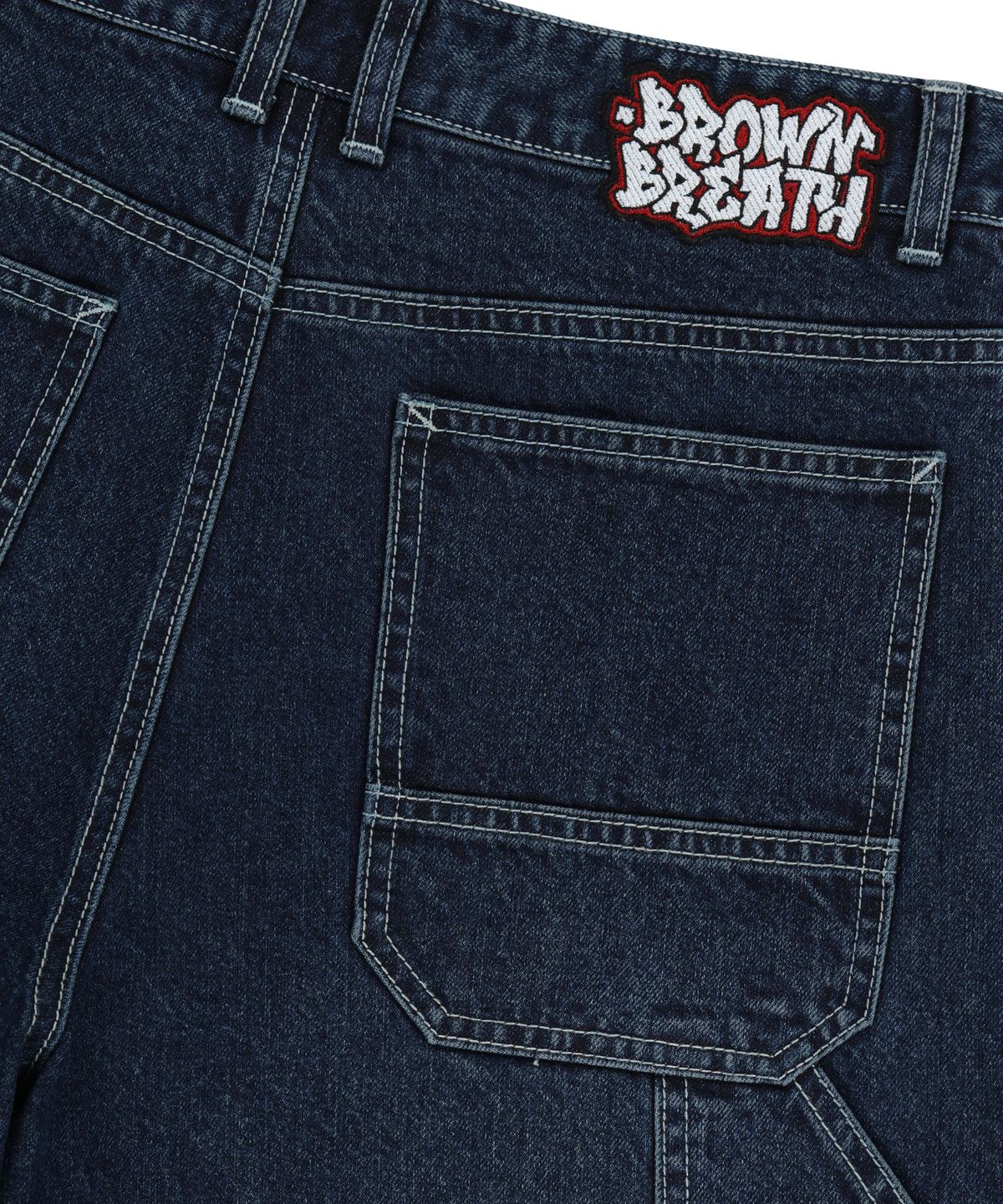 브라운브레스(BROWNBREATH) DOUBLE KNEE DENIM SHORTS - BLUE