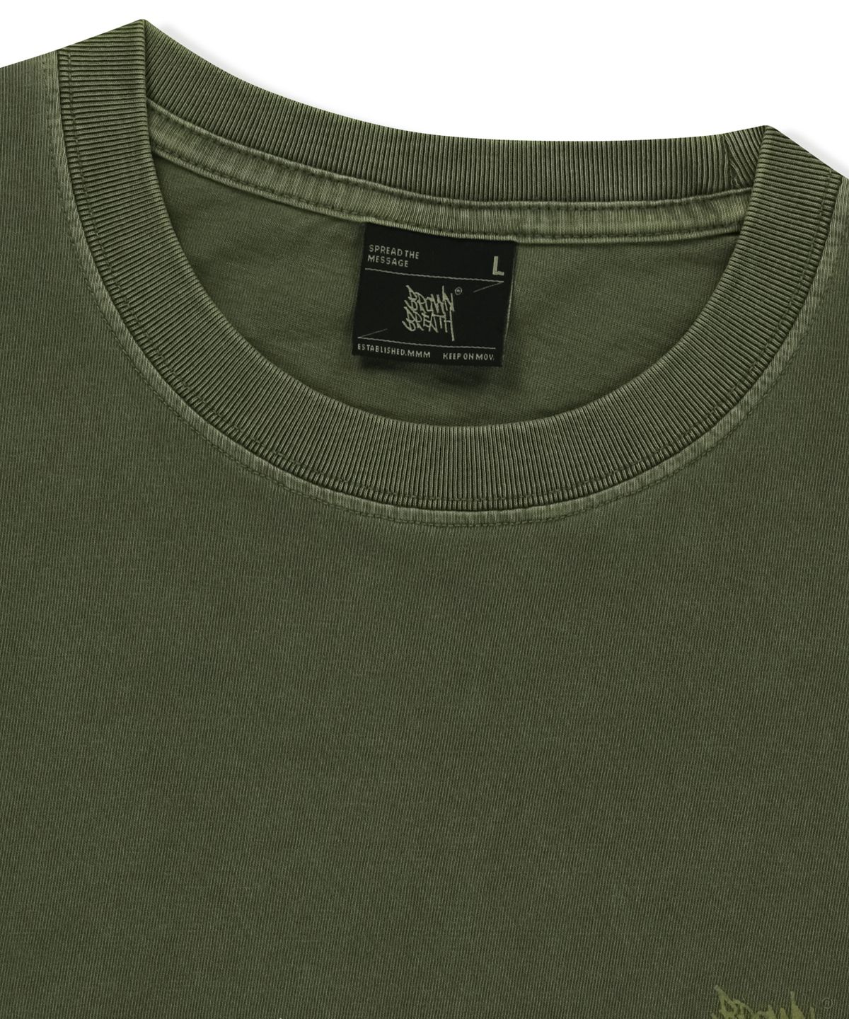 브라운브레스(BROWNBREATH) TAG PIGMENT TEE - KHAKI