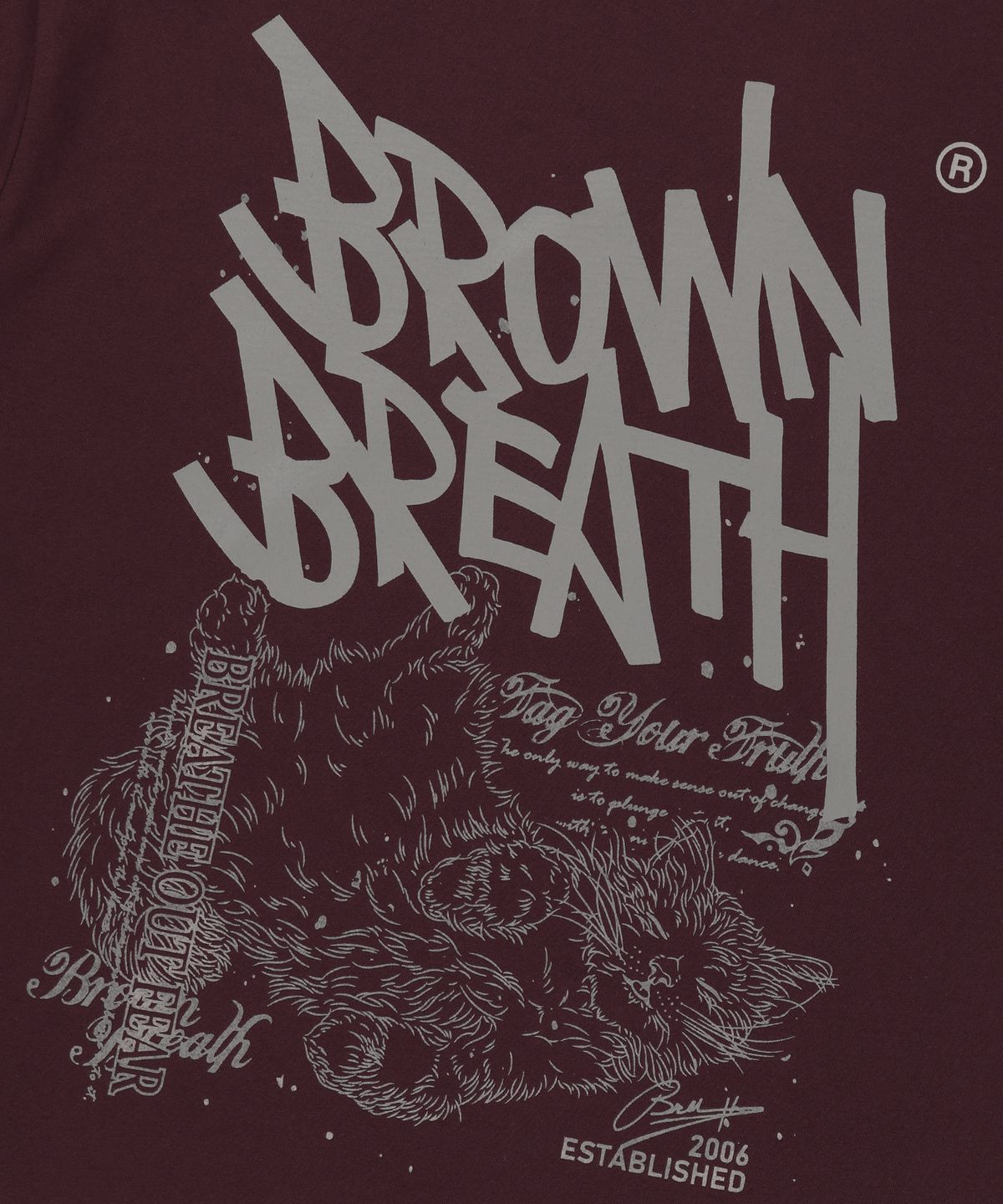브라운브레스(BROWNBREATH) SLEEPY TAG TEE - BURGUNDY