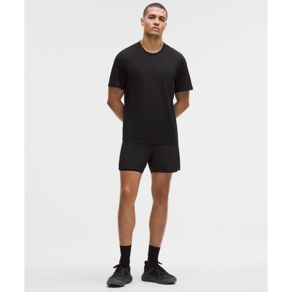 룰루레몬(LULULEMON) 멘즈 패스트 앤 프리 숏슬리브 셔츠 *퍼포레이티드 스트라이프  BLK