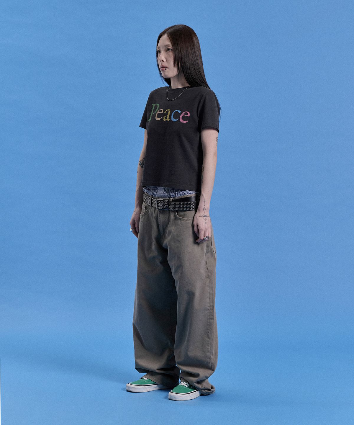 카이소(KYSO) (W) 피스 티셔츠 빈티지 블랙