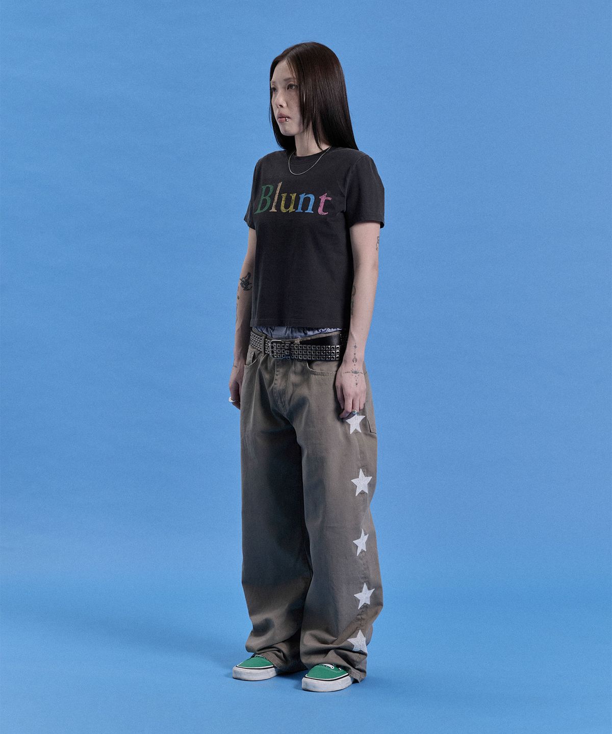 카이소(KYSO) (W) 블런트 티셔츠 빈티지 블랙