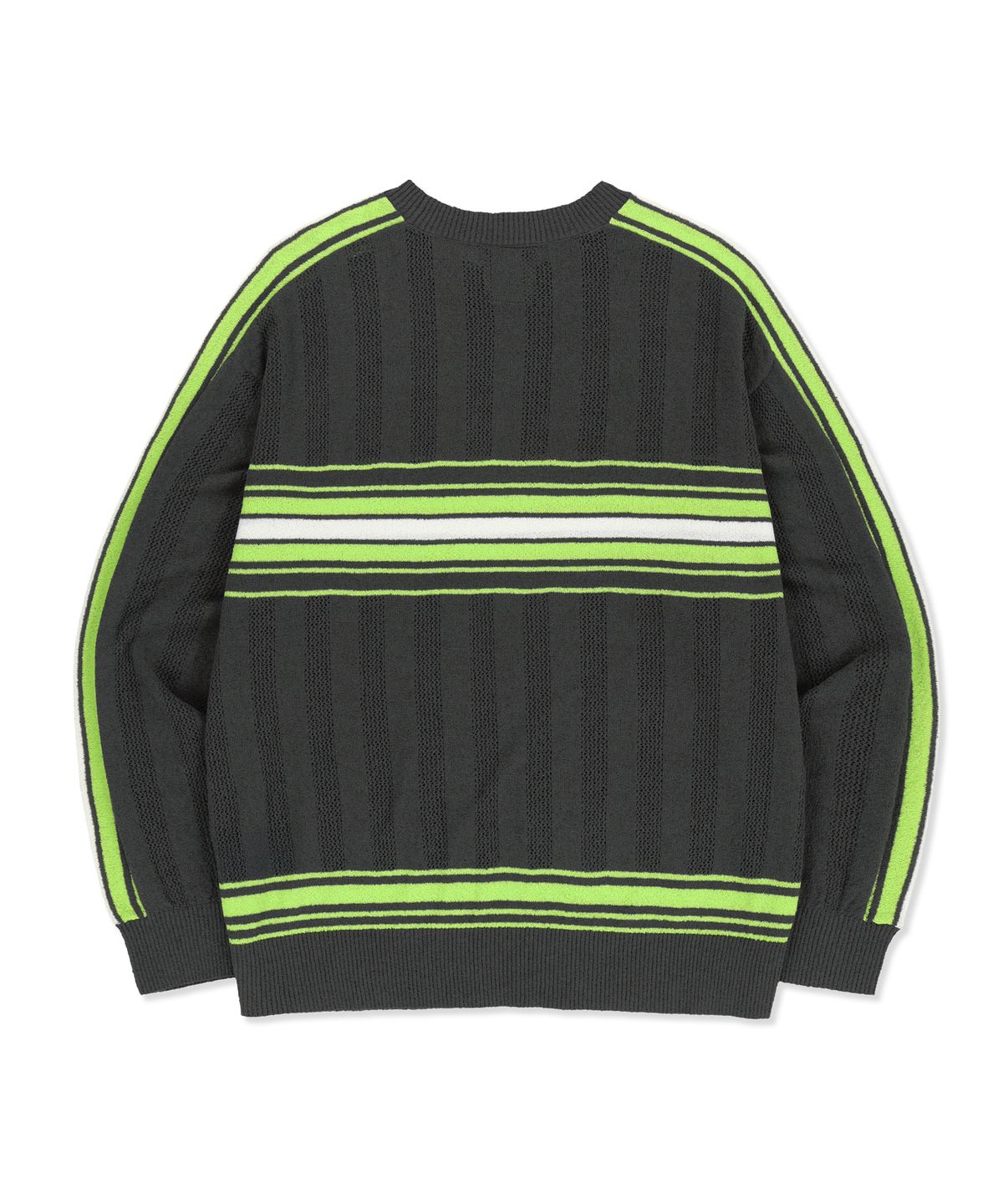브라운브레스(BROWNBREATH) BLOCKED KNIT CREWNECK - CHARCOAL