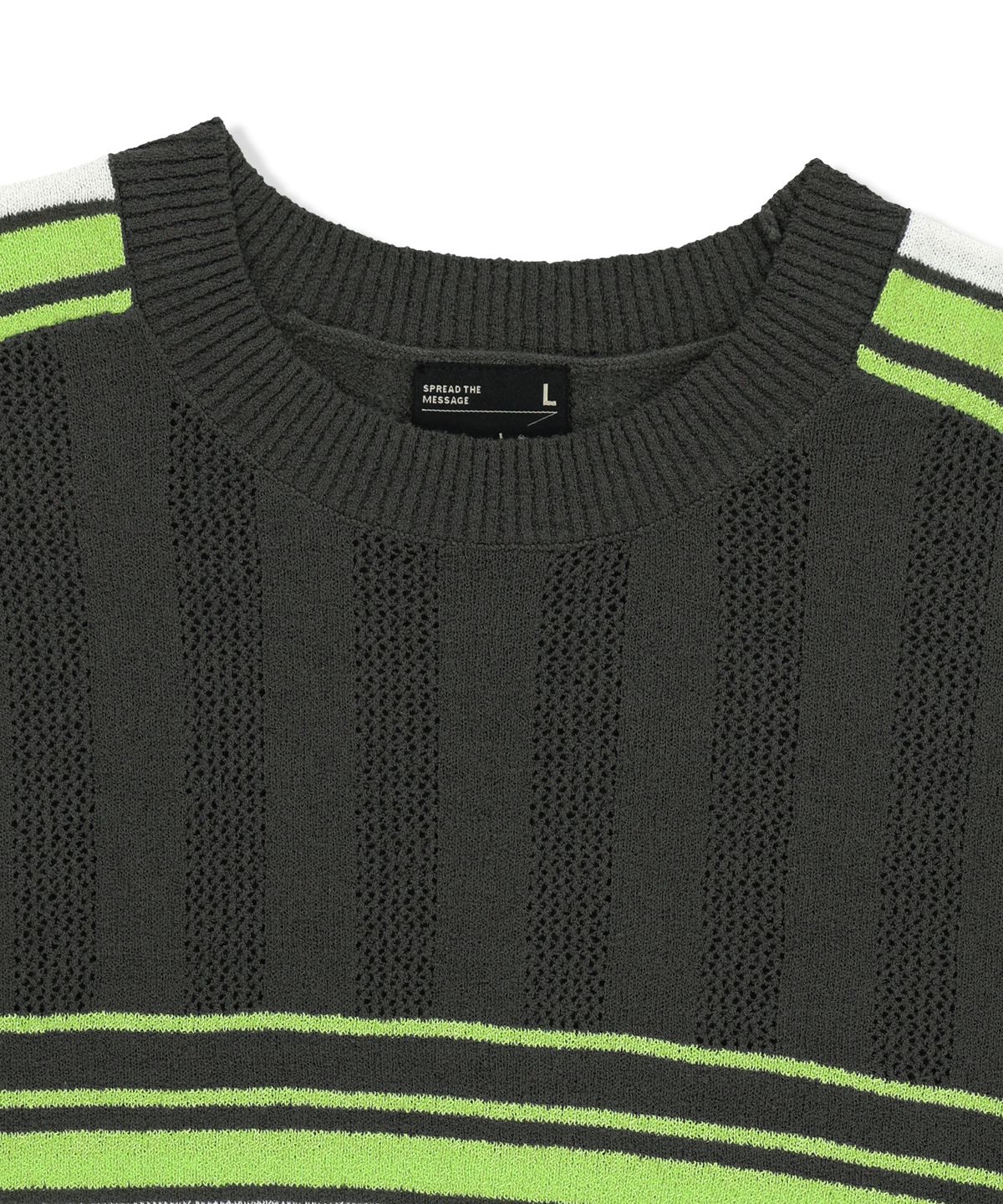 브라운브레스(BROWNBREATH) BLOCKED KNIT CREWNECK - CHARCOAL