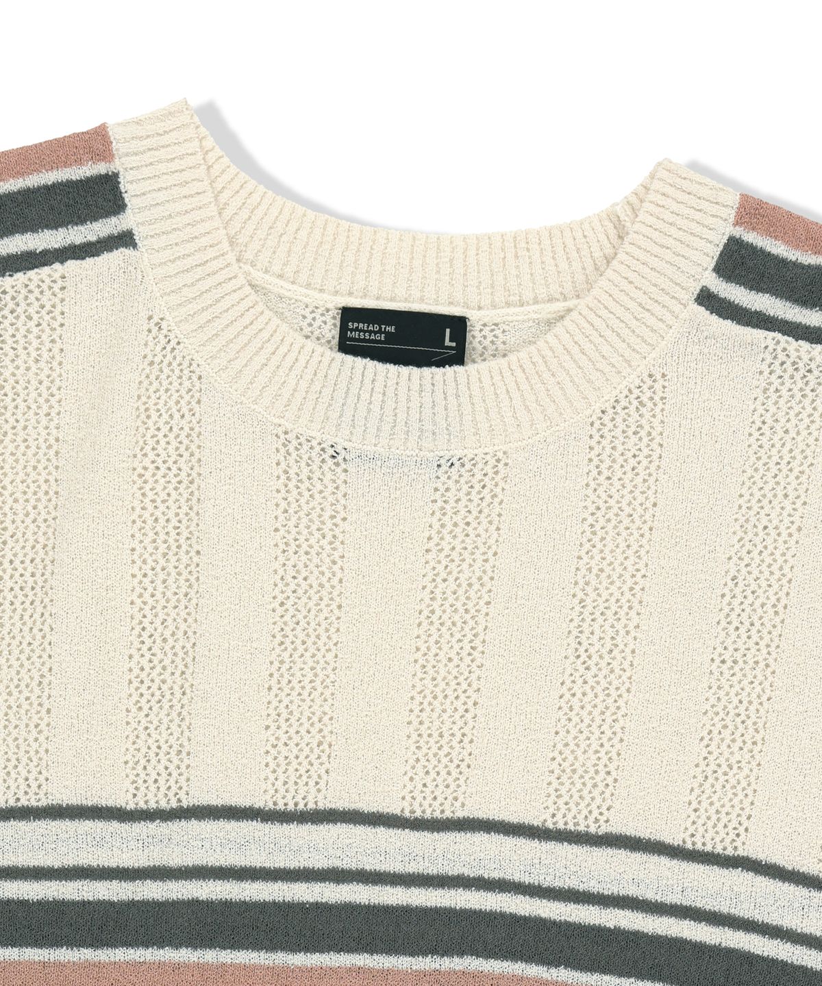 브라운브레스(BROWNBREATH) BLOCKED KNIT CREWNECK - IVORY