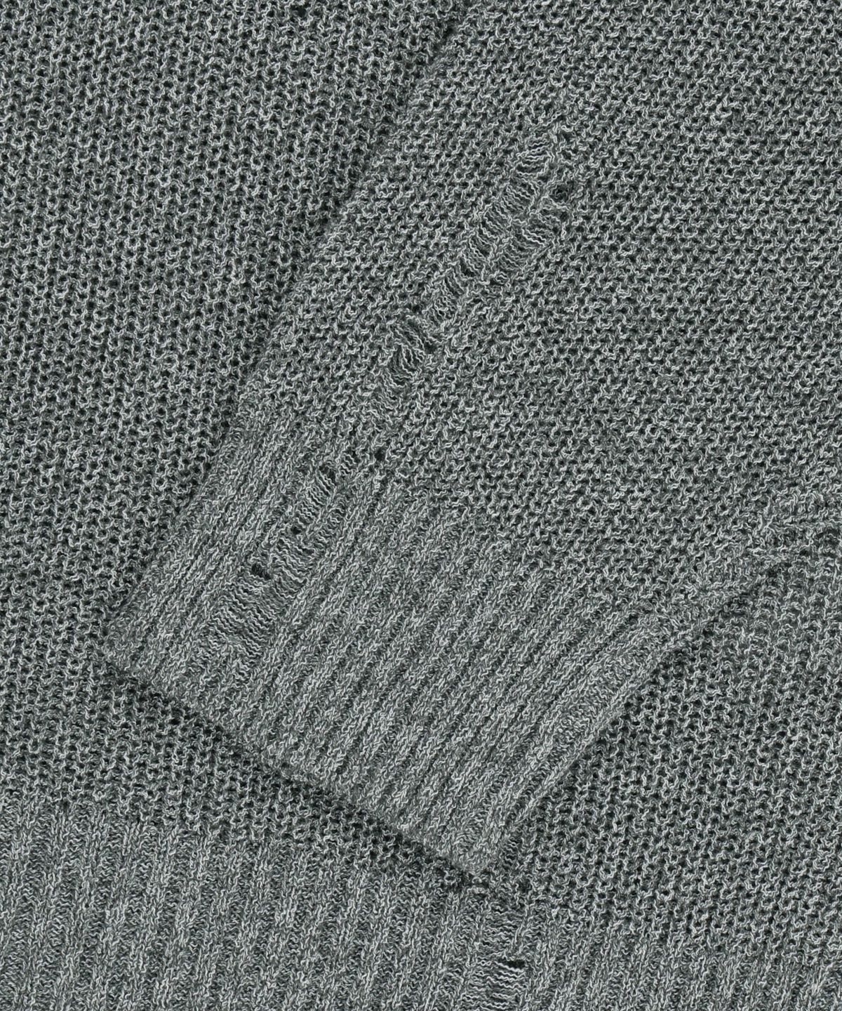 브라운브레스(BROWNBREATH) DAMAGED KNIT CREWNECK - GREY