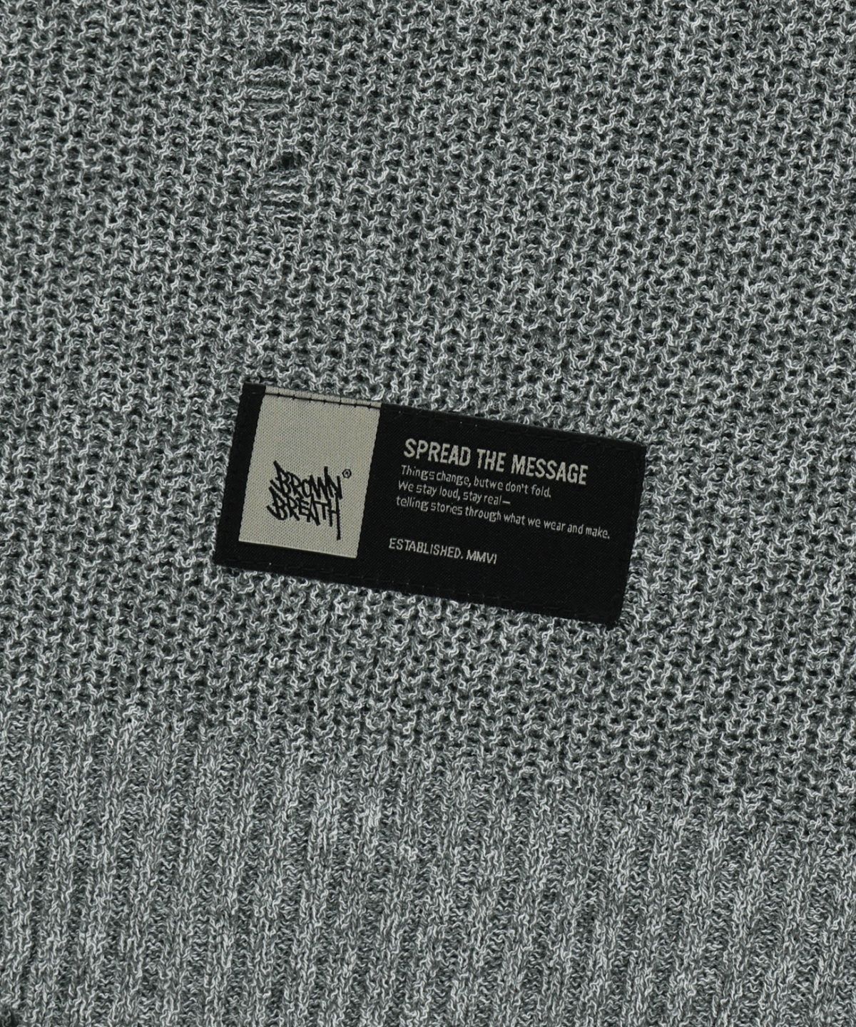 브라운브레스(BROWNBREATH) DAMAGED KNIT CREWNECK - GREY