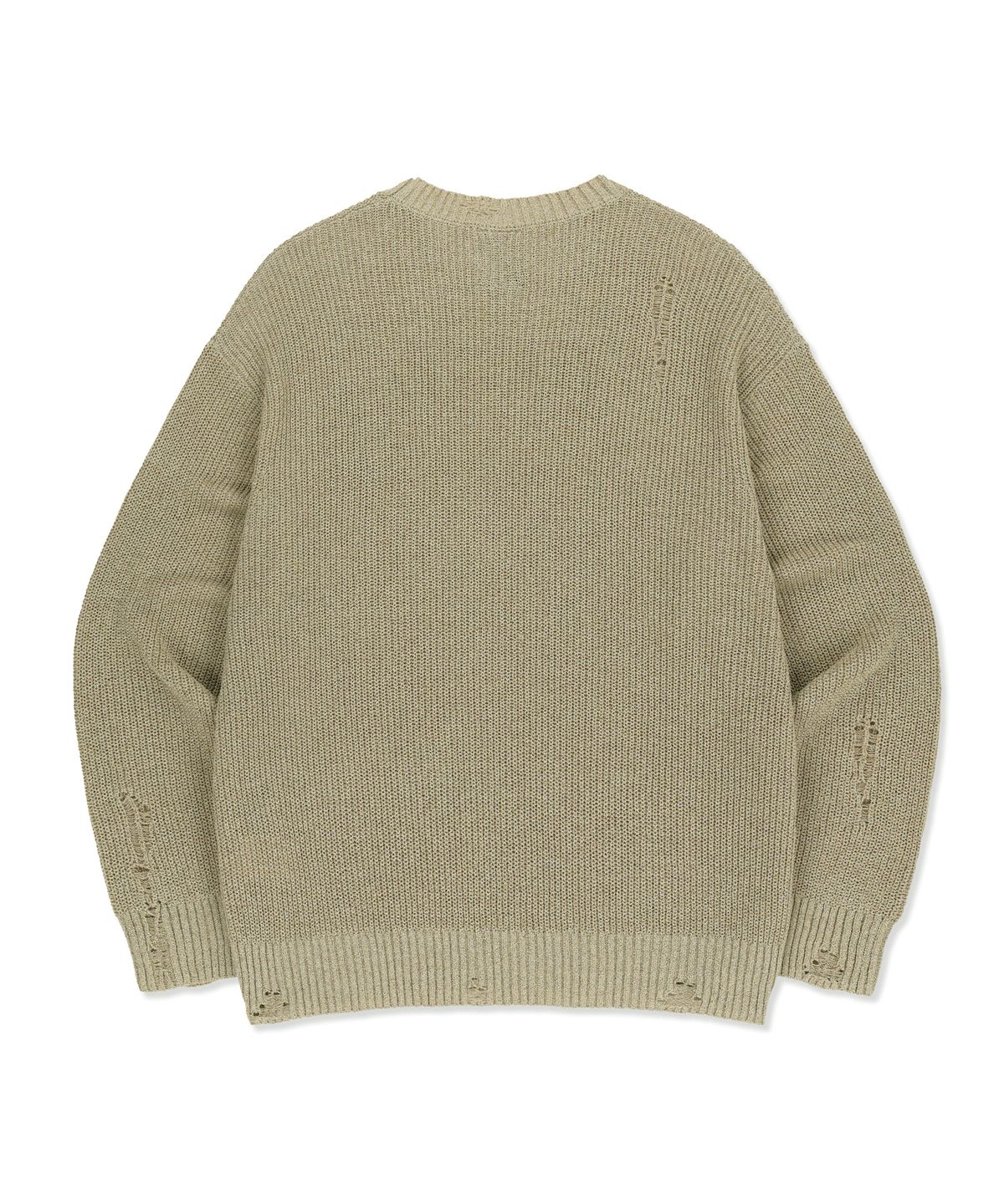 브라운브레스(BROWNBREATH) DAMAGED KNIT CREWNECK - BEIGE
