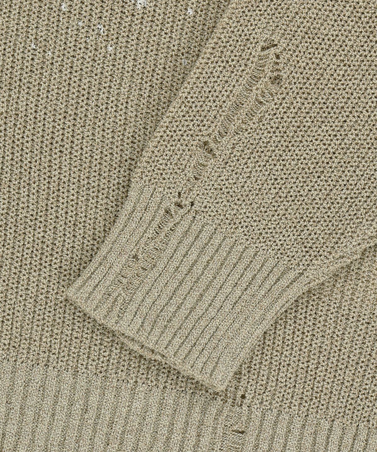 브라운브레스(BROWNBREATH) DAMAGED KNIT CREWNECK - BEIGE