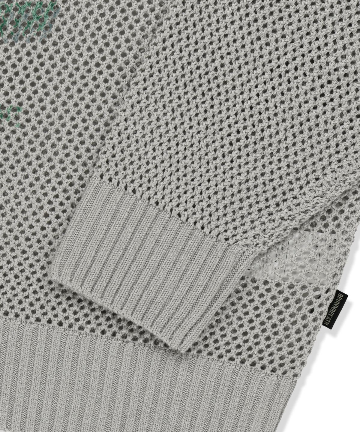 브라운브레스(BROWNBREATH) PRINTED WAFFLE HOOD ZIP UP - LIGHT GREY