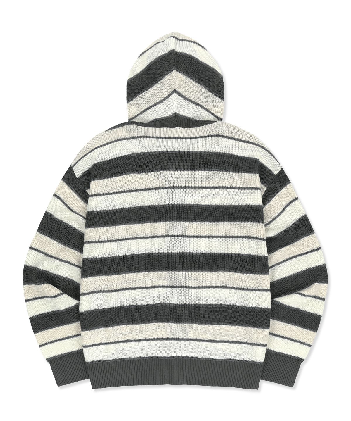 브라운브레스(BROWNBREATH) STRIPED JACQUARD HOOD ZIP UP - GREY