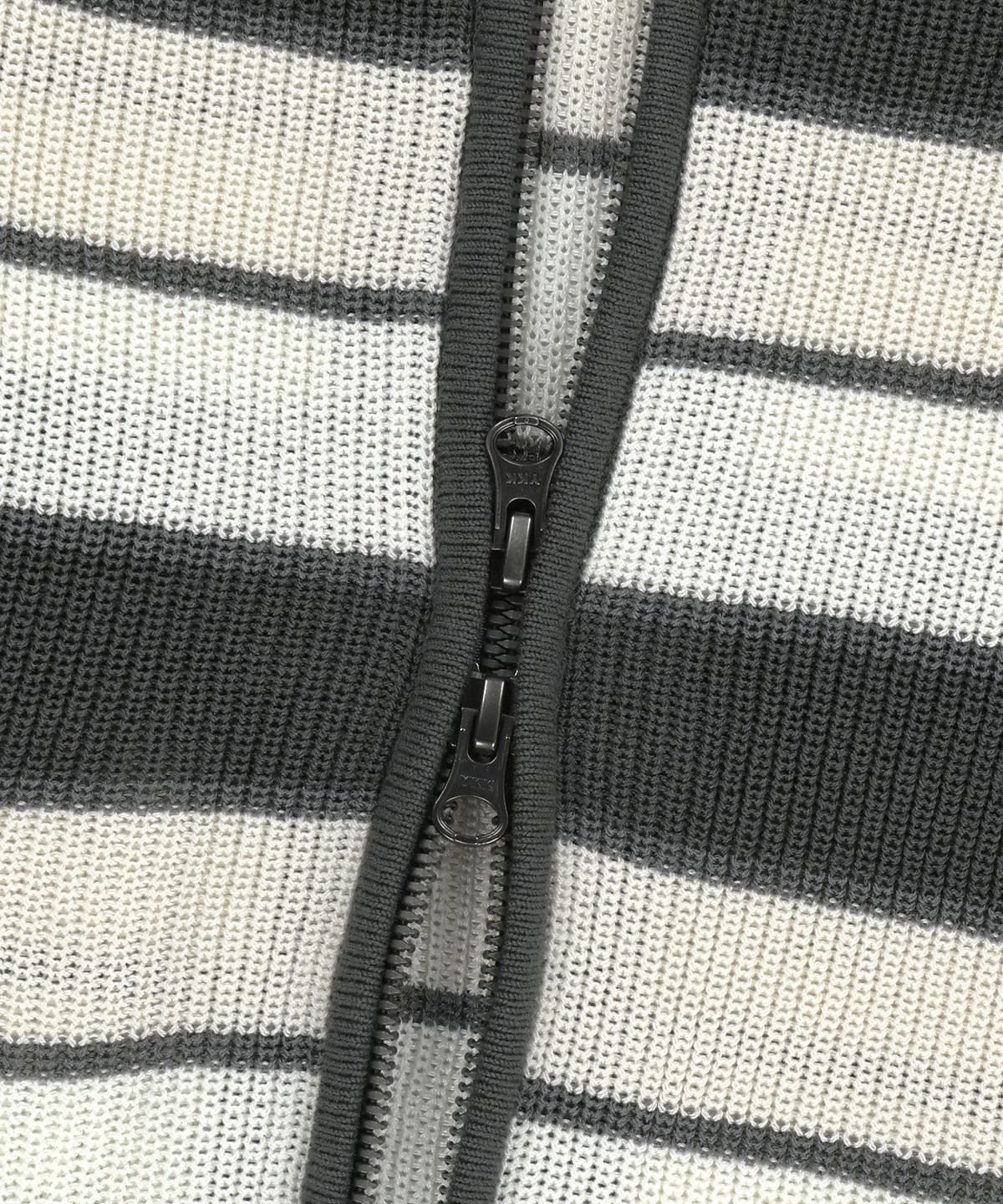 브라운브레스(BROWNBREATH) STRIPED JACQUARD HOOD ZIP UP - GREY