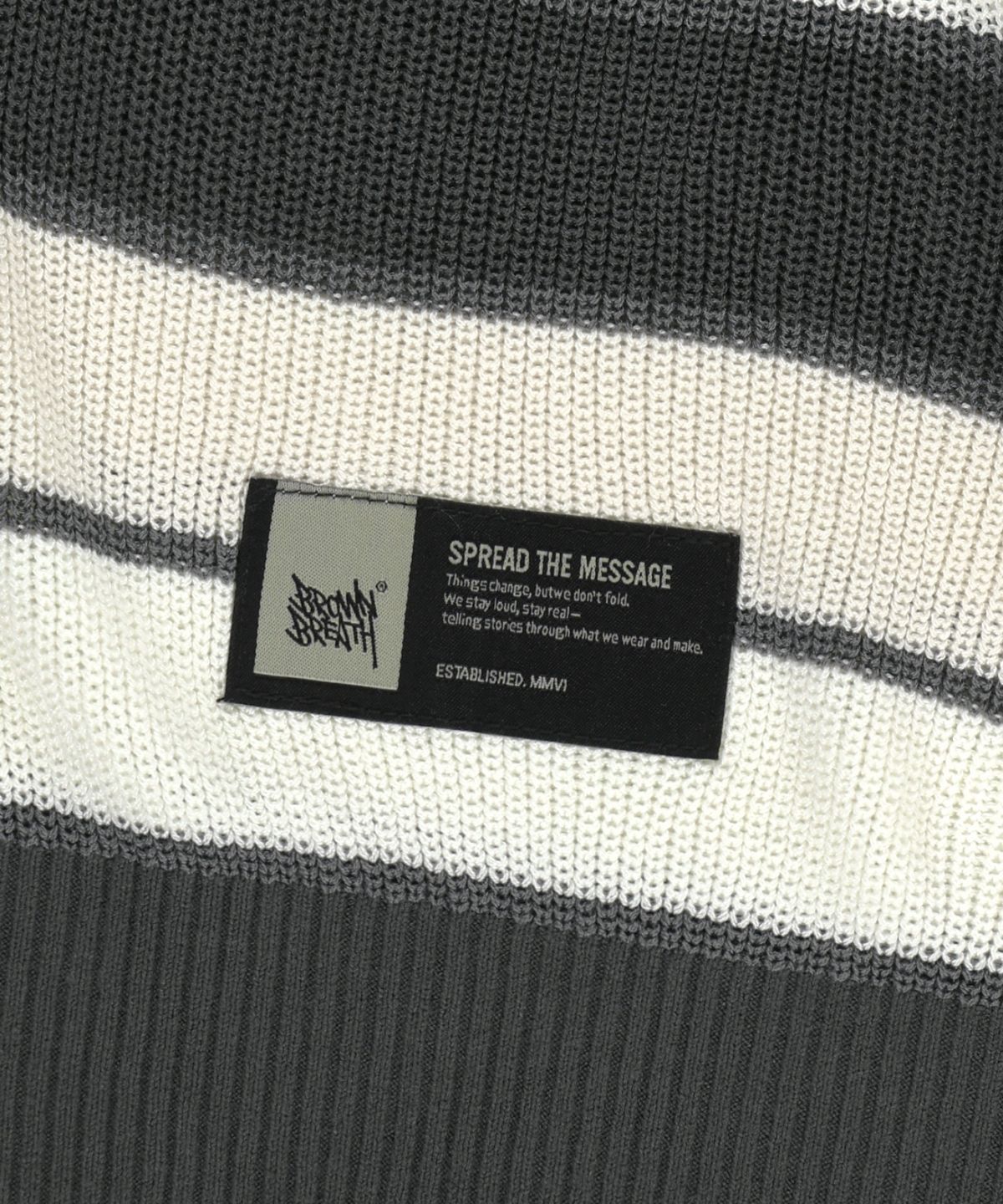 브라운브레스(BROWNBREATH) STRIPED JACQUARD HOOD ZIP UP - GREY