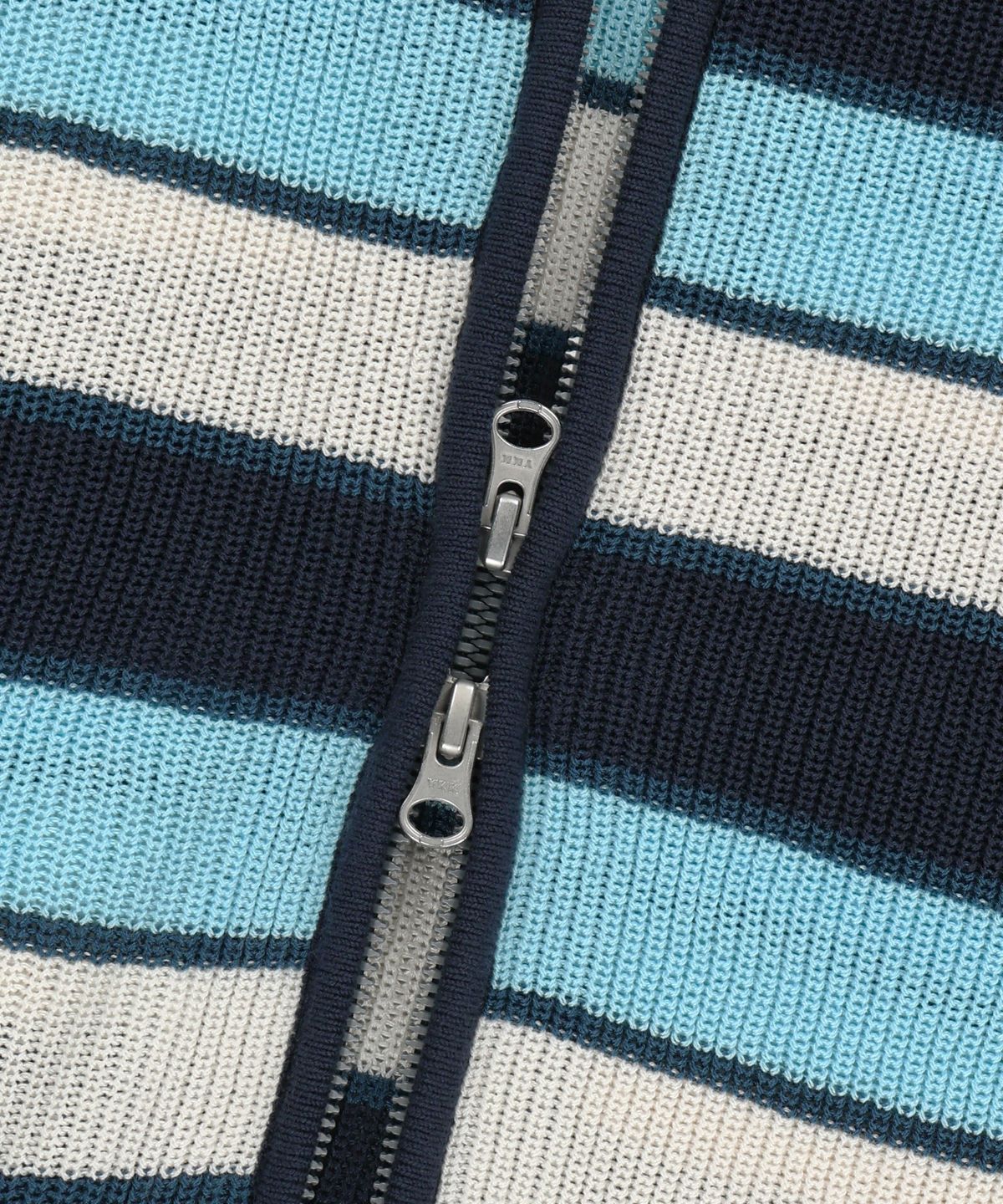 브라운브레스(BROWNBREATH) STRIPED JACQUARD HOOD ZIP UP - BLUE