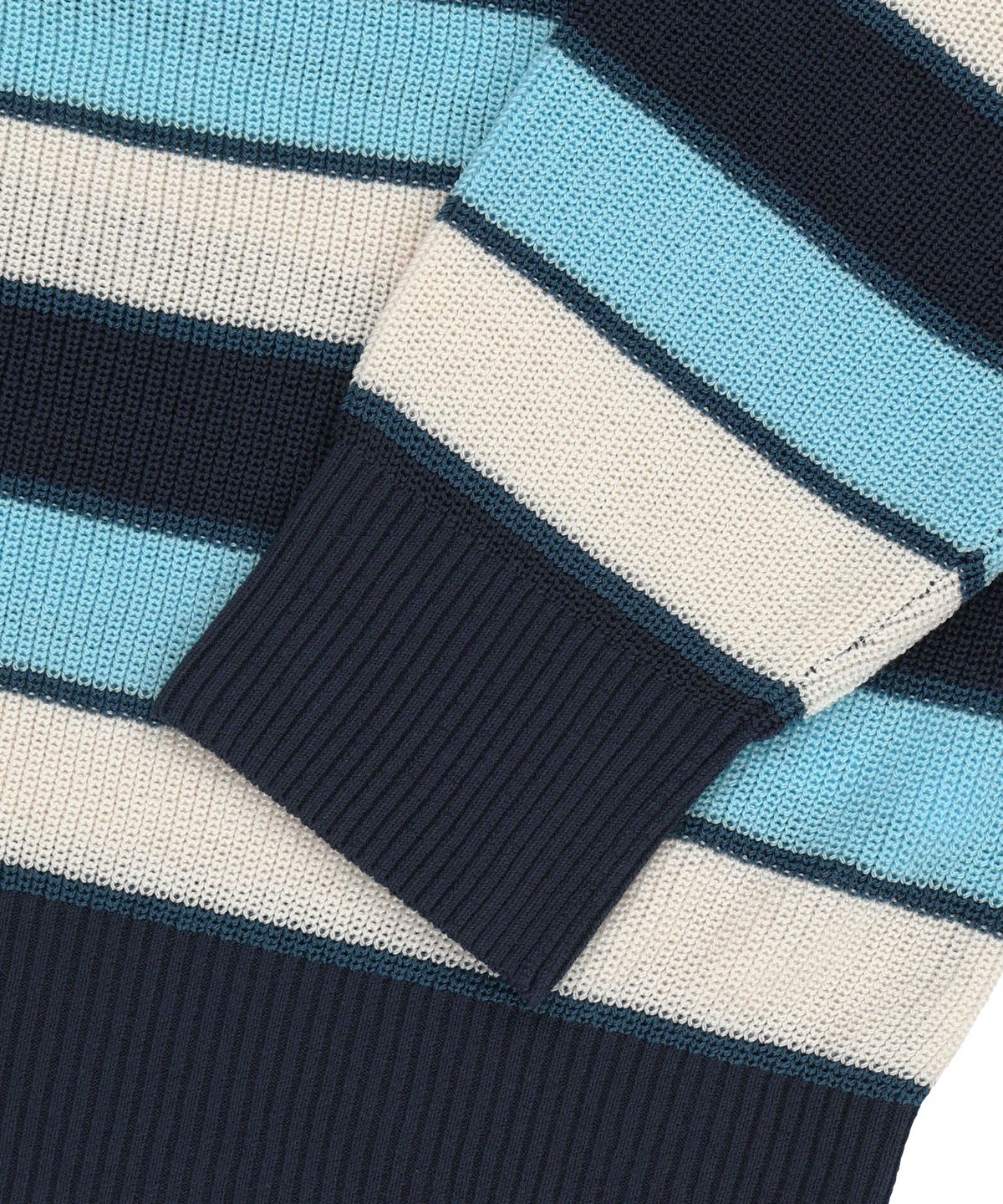 브라운브레스(BROWNBREATH) STRIPED JACQUARD HOOD ZIP UP - BLUE