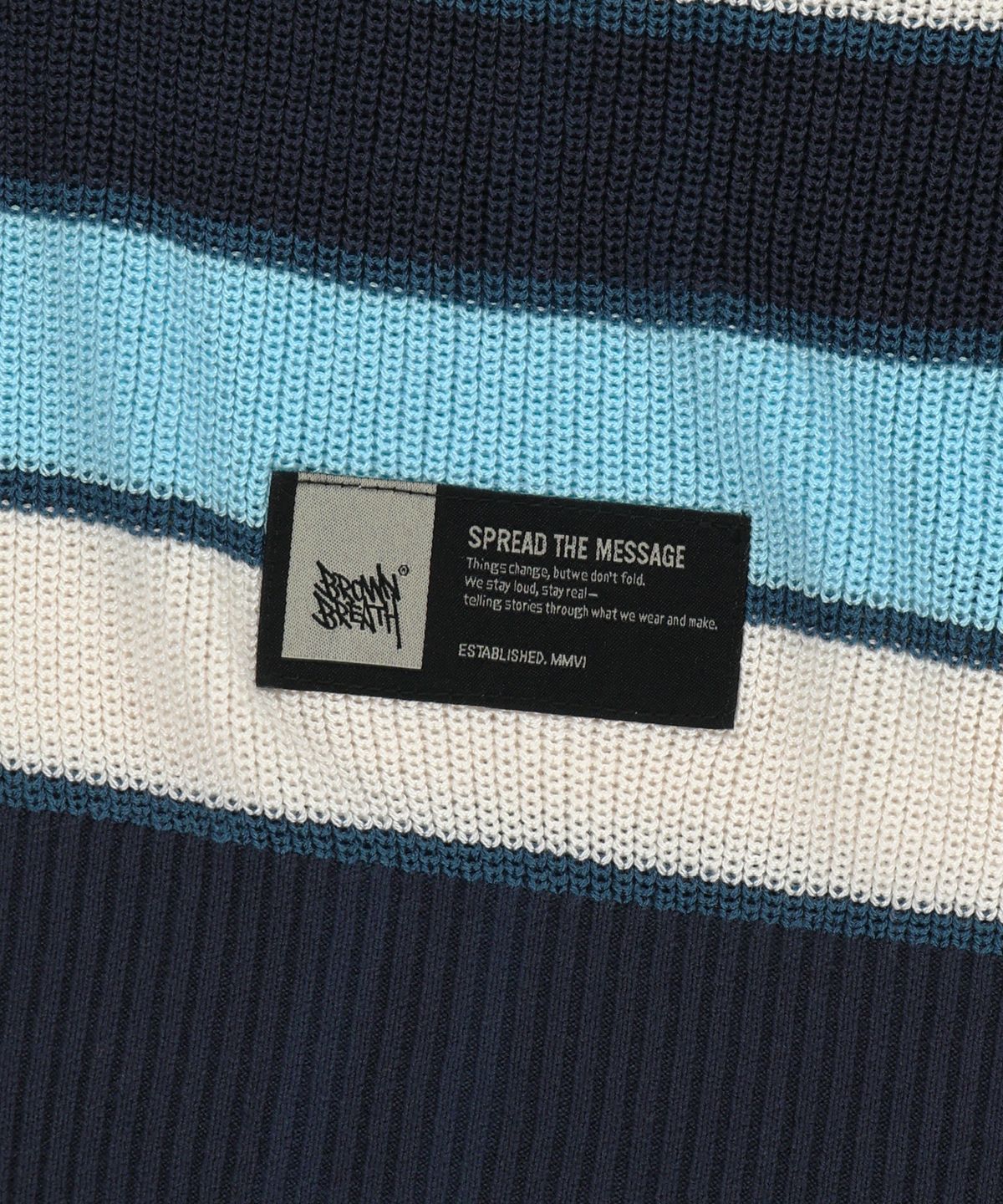 브라운브레스(BROWNBREATH) STRIPED JACQUARD HOOD ZIP UP - BLUE
