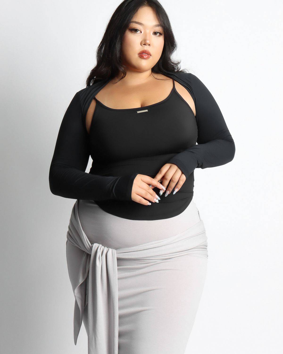 쿨시스(COOLSIS) CS SHIRRING LONG SK-054 (GREY)
