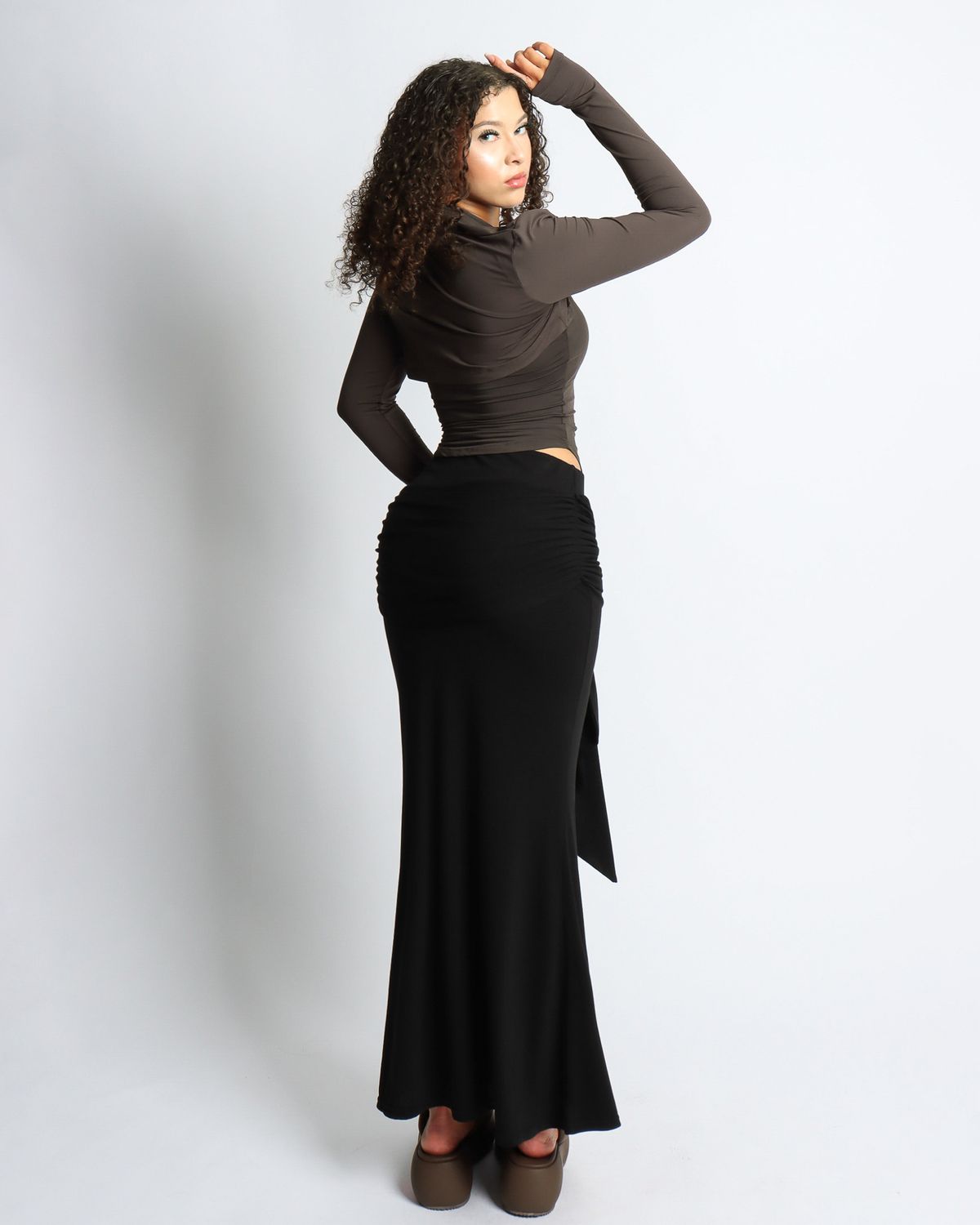 쿨시스(COOLSIS) CS SHIRRING LONG SK-054 (BLACK)
