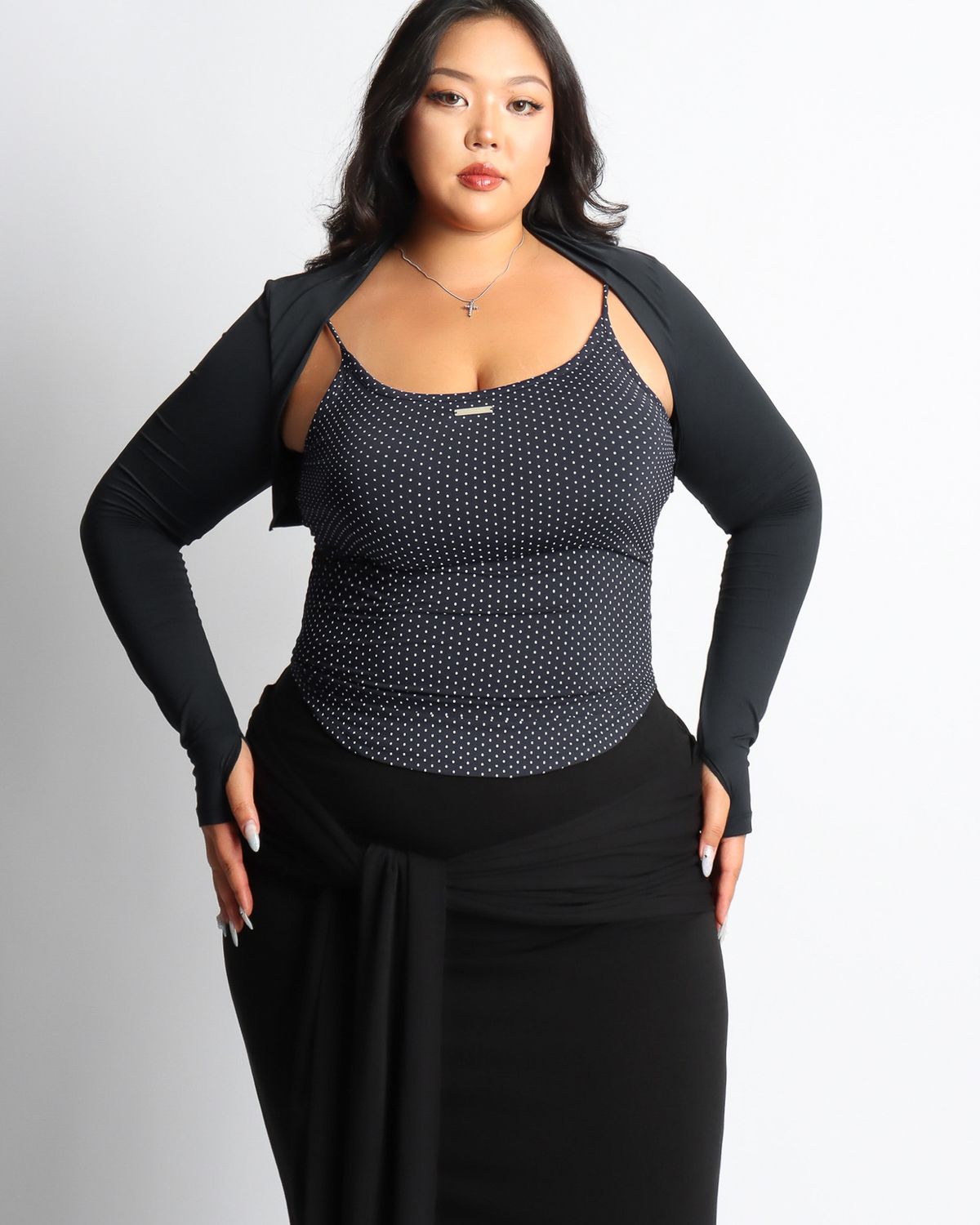 쿨시스(COOLSIS) CS SHIRRING LONG SK-054 (BLACK)