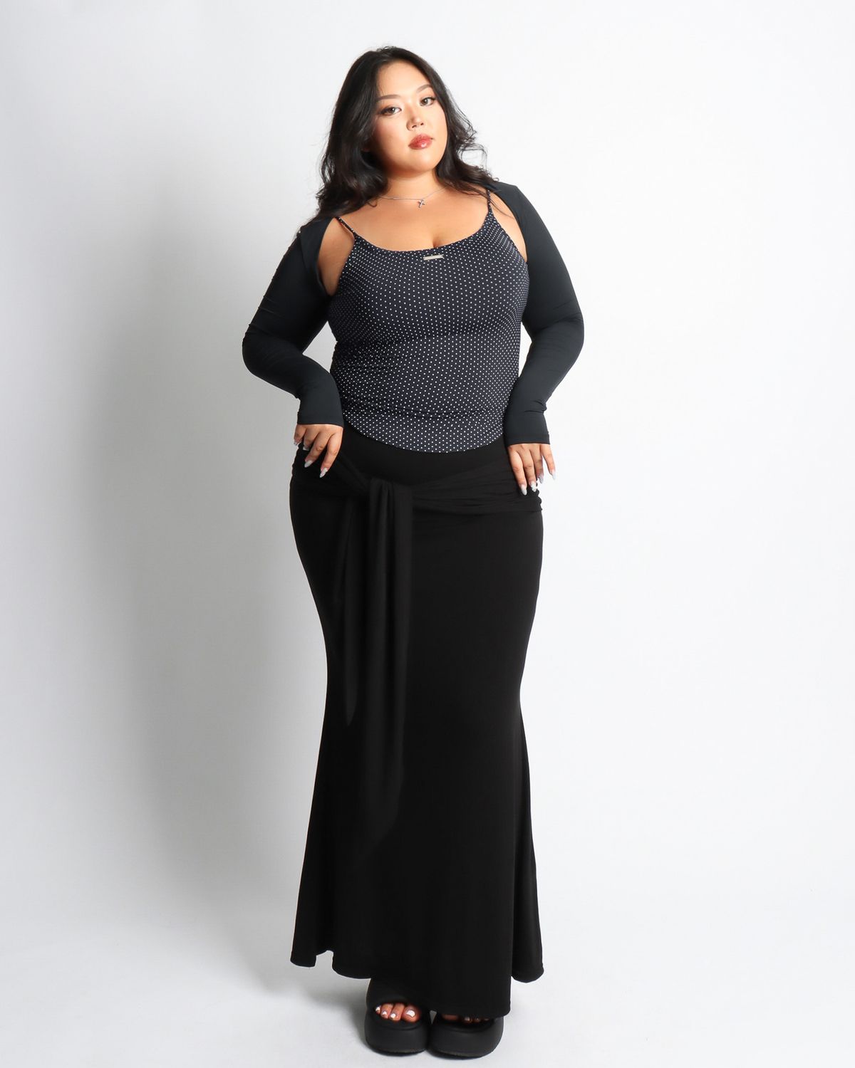 쿨시스(COOLSIS) CS SHIRRING LONG SK-054 (BLACK)