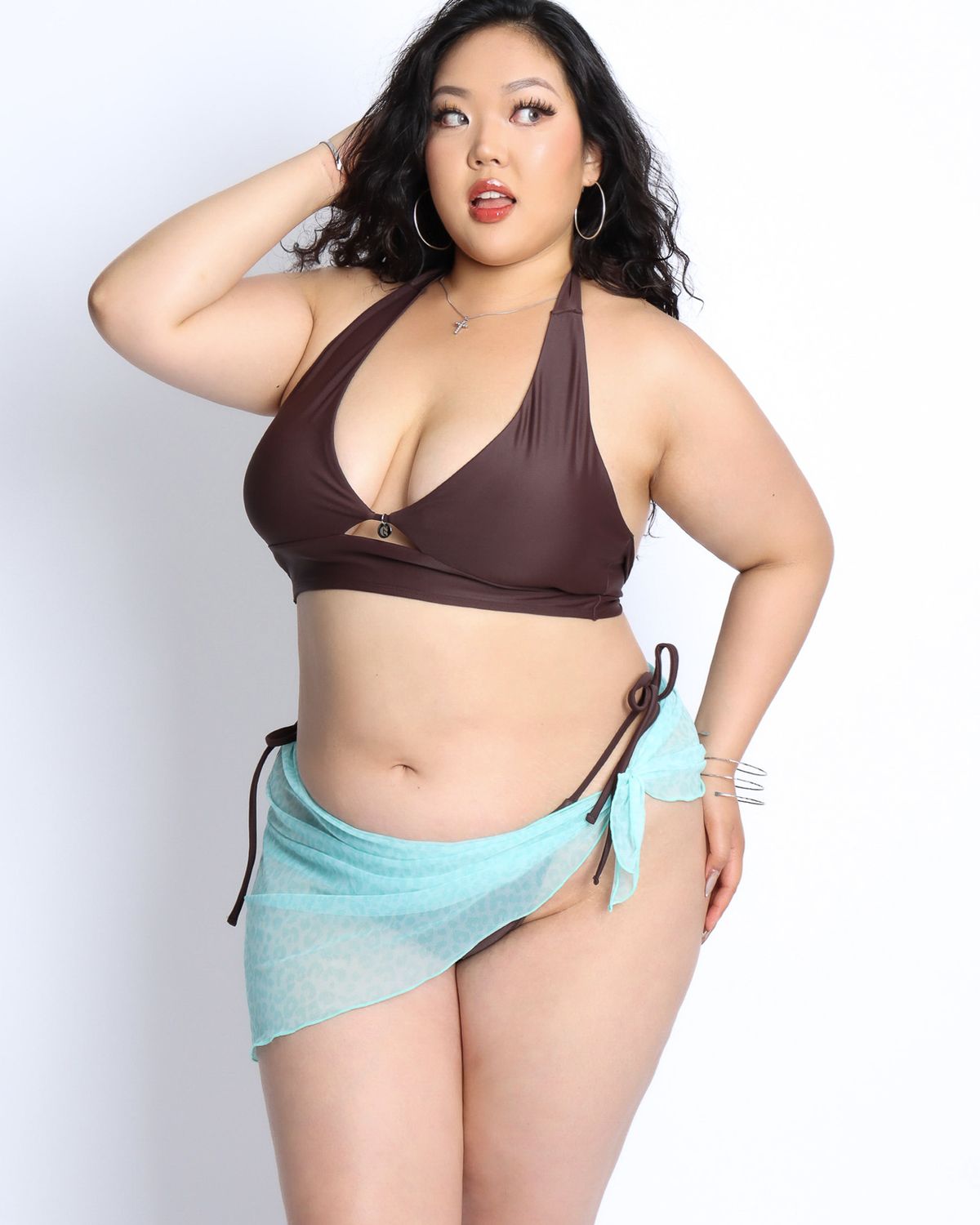 쿨시스(COOLSIS) CS KEYHOLE BIKINI TOP (BROWN)